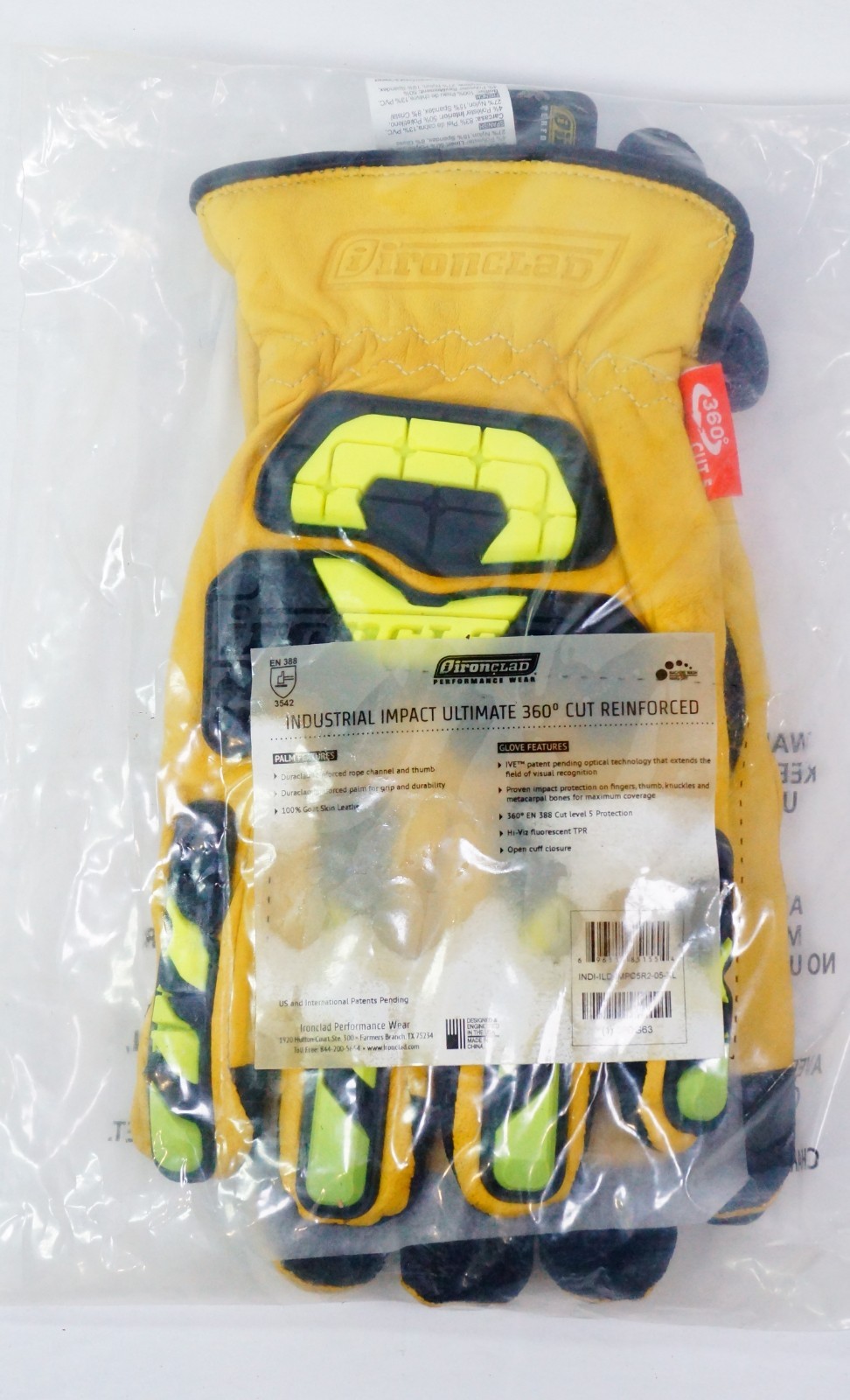 Ironclad Industrial Impact Ultimate 360 Cut Reinforced Leather Gloves Sz XL NEW
