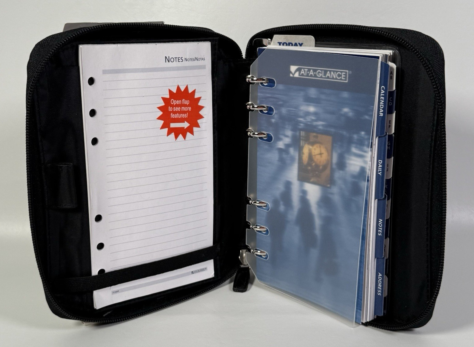 Cambridge Mead Organizer Undated Planner Slim Binder Calendar Black Faux Leather