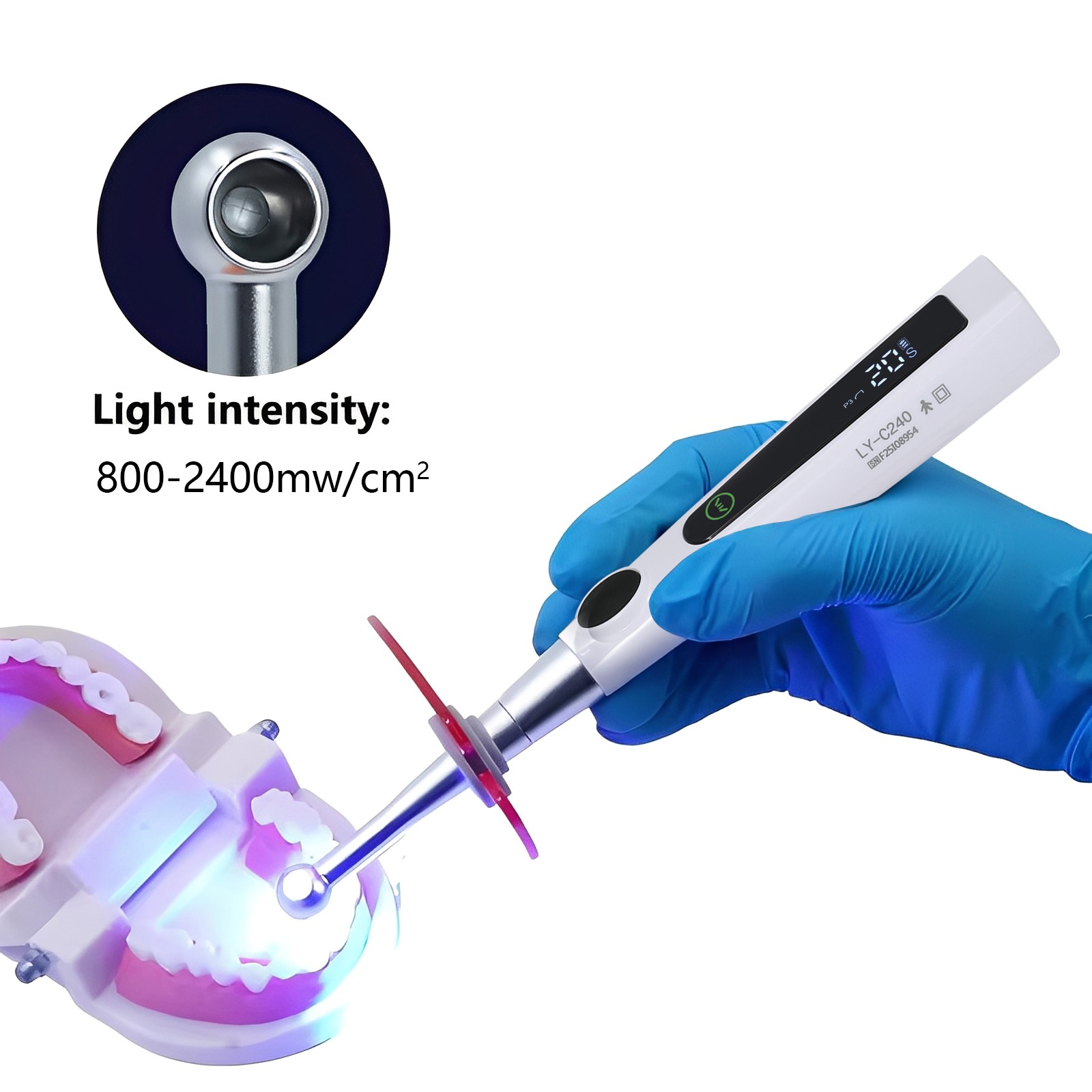 Dental Cordless LED Curing Light Lamp 1 Second Cure 800-2400mw/cm²