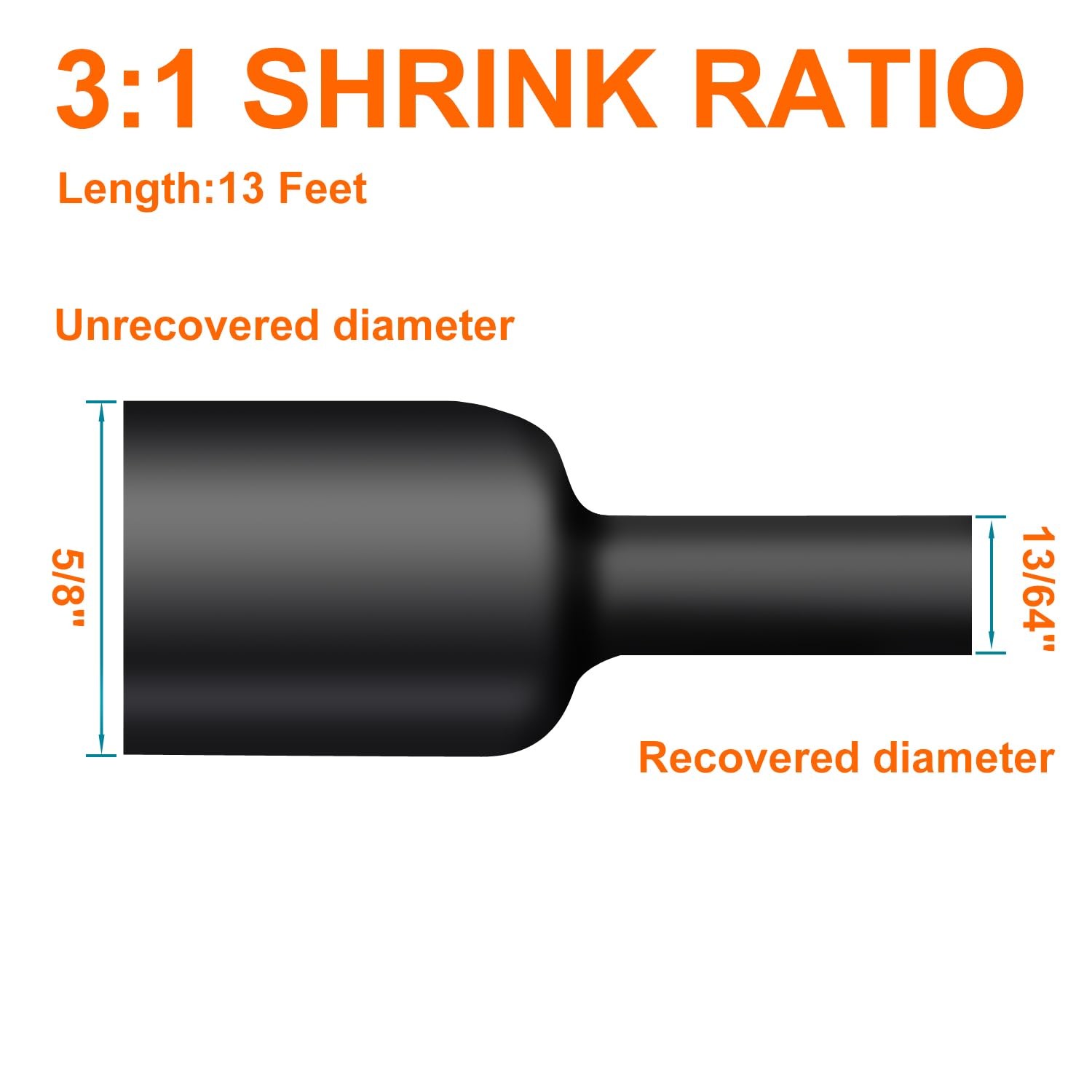 5/8 Inch Heat Shrink Tubing 13ft 31ratio Waterproof Heat Shrink Tubin Adhesive