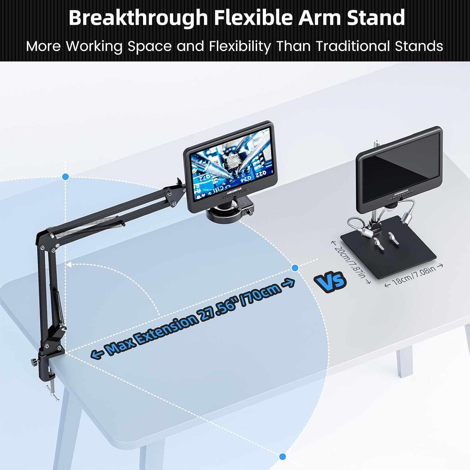 AD109 Digital Microscope with 10.1″ Screen for Soldering Repair | Flexible Boom