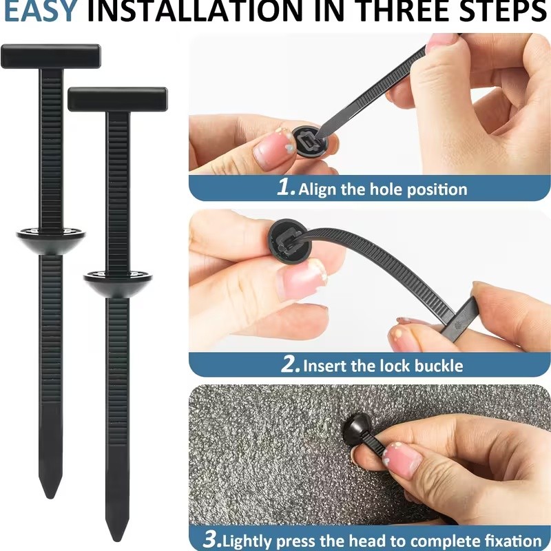 Nylon Universal Cable Tie Buckle, Heavy Duty Self-Locking Nylon Zip Ties Holder