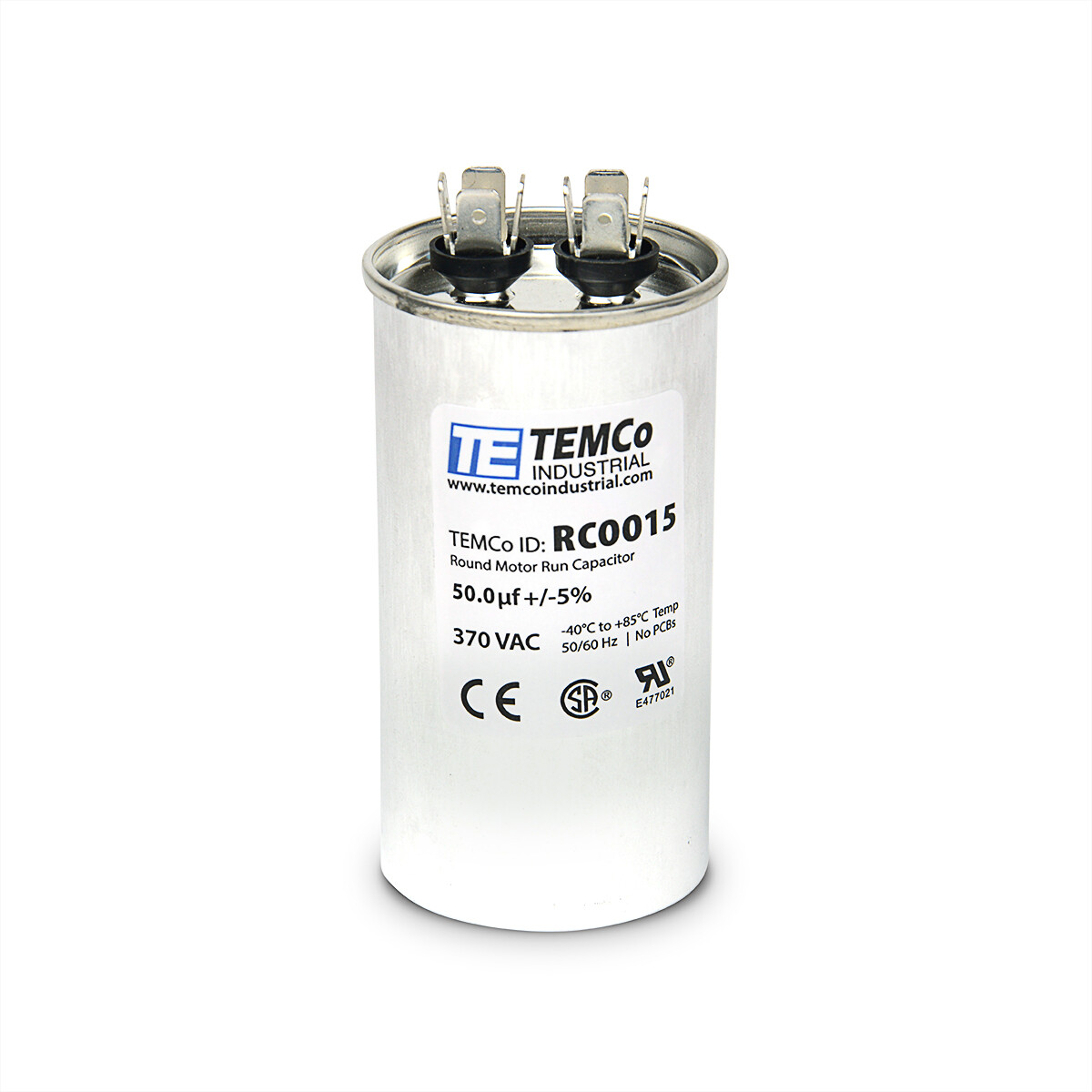 TEMCo 50 uf/MFD 370 VAC volts Round Run Capacitor 50/60 Hz -Lot-1