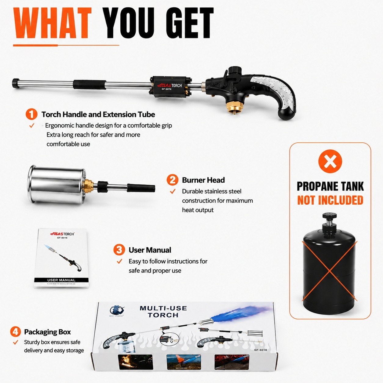 Portable Propane Torch Weed Burner Ice Snow Melter Outdoor Flame Thrower