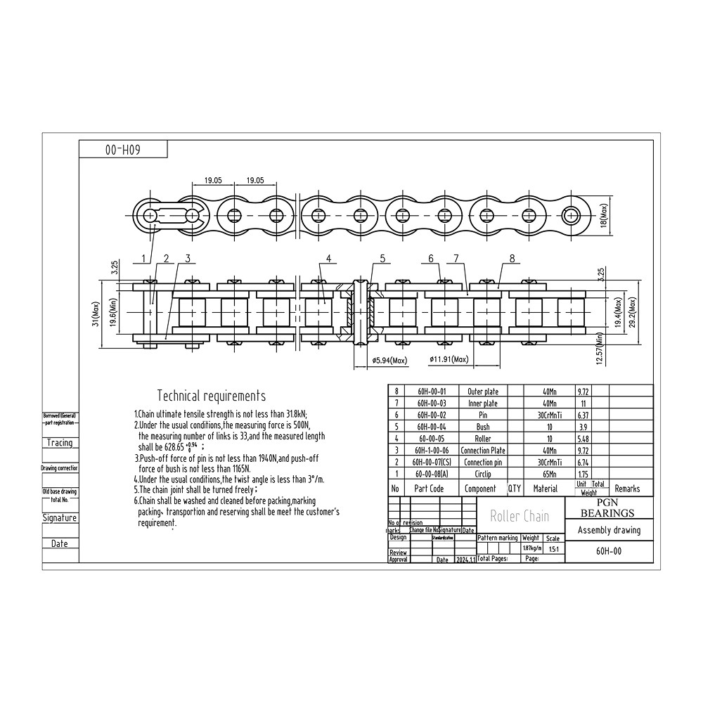 #60H Heavy Duty Roller Chain x 50 feet + 5 Connecting Link + Same Day Shipping