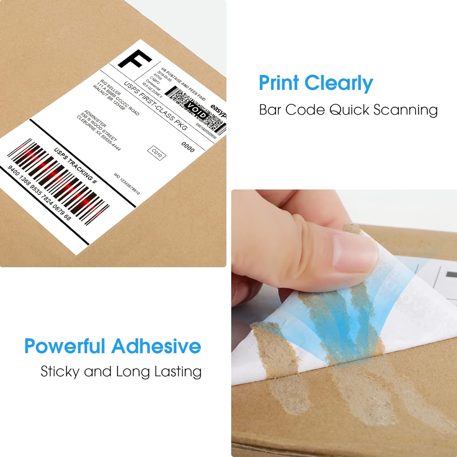 MaxGear 4×6 inch Shipping Address Labels,for Inkjet or 4″ x 6″, Clear, White