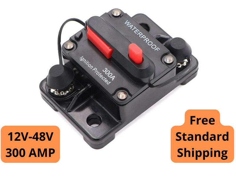 300 Amp Waterproof Circuit Breaker Auto/Marine/Solar 12-48V DC Manual Reset