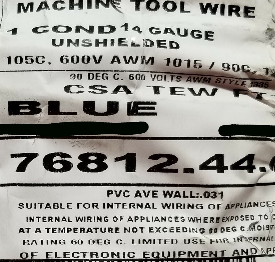 Carol 76812 #14awg Stranded Bare Copper PVC Hook Up Wire AWM MTW Blue /50ft
