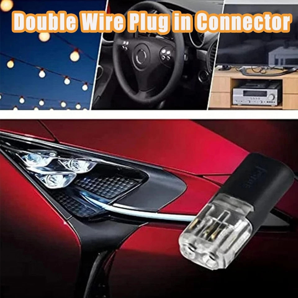 50 PCS Double-Wire Plug-in Connector, Cable Clamp with Locking Buckle AWG 18-22