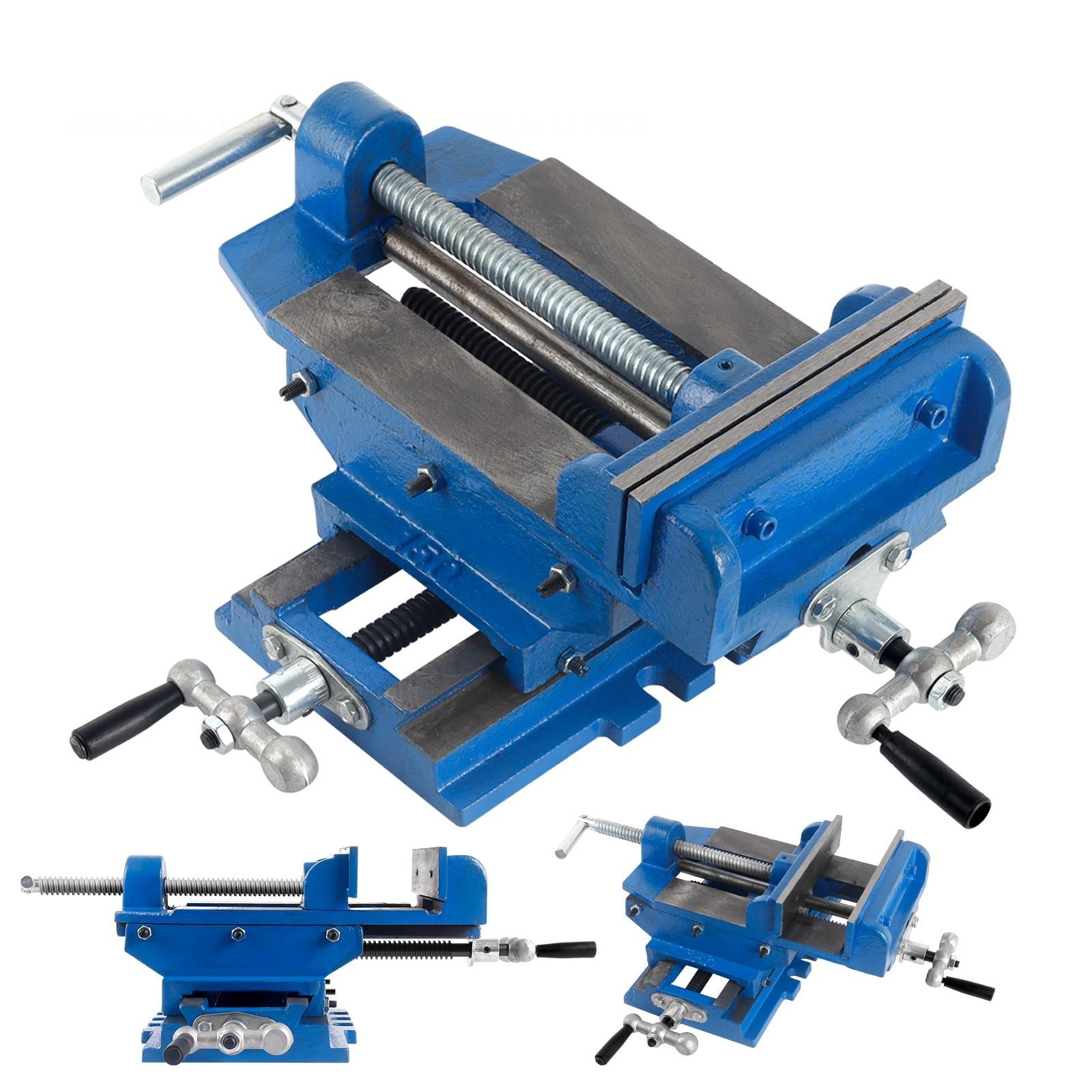6 Inch 2 Way X-Y Drill Press Vise Blue Cross Slide Drill Press Vise w/ Dial