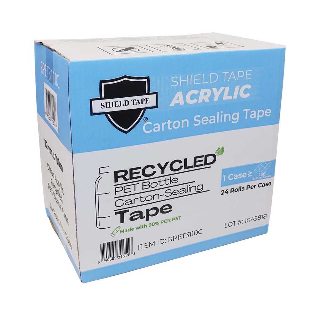 3″ 1.2MIL 110Y, 1CS/24ROLLS RECYCLED PET CARTON SEALING TAPE LIGHT/MEDIUM DUTY