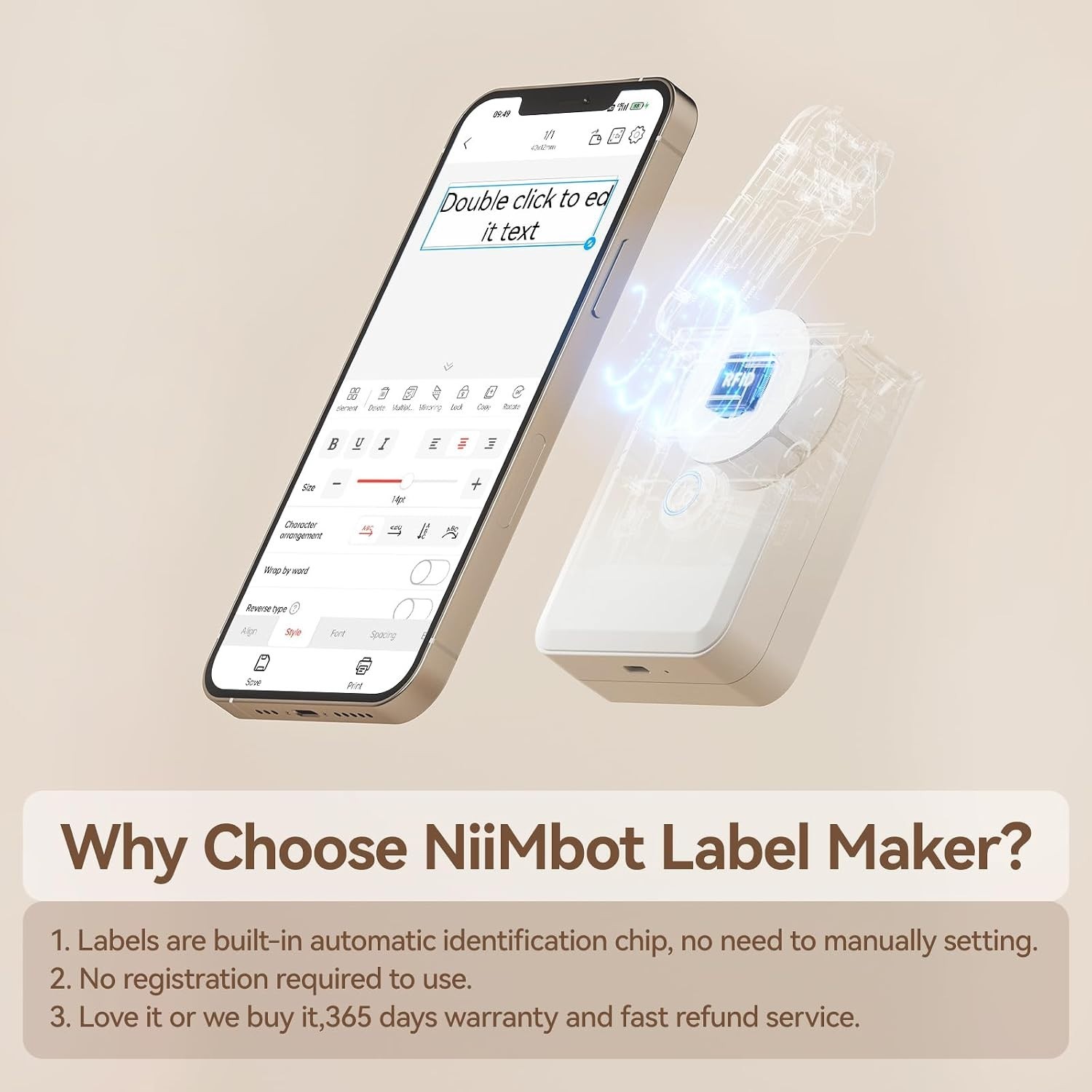 D110 Label Maker Machine with Label, Small Label Printer Bluetooth Connection…