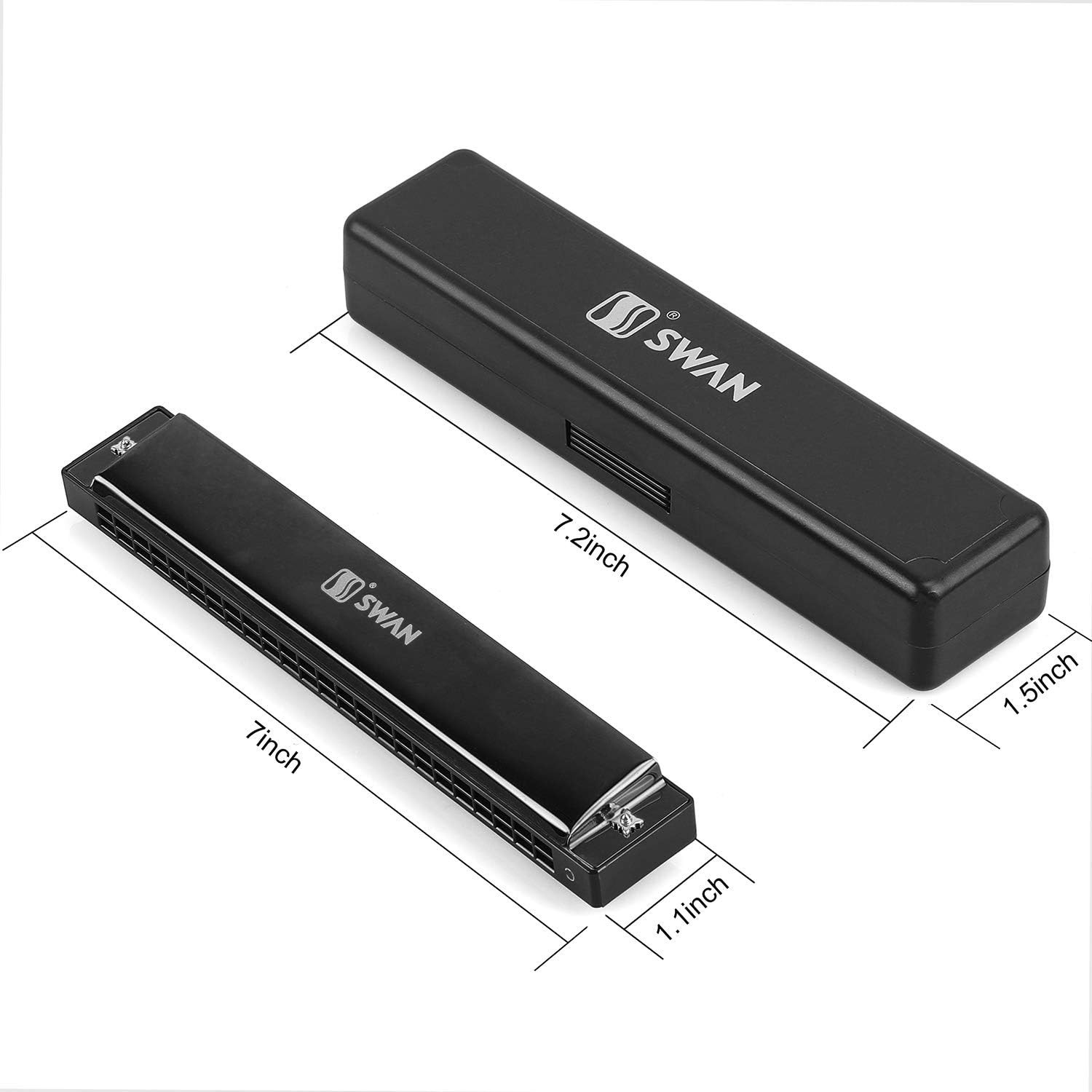Harmonica Professional Harp Armonica Key of C 24 Hole Polyphony black