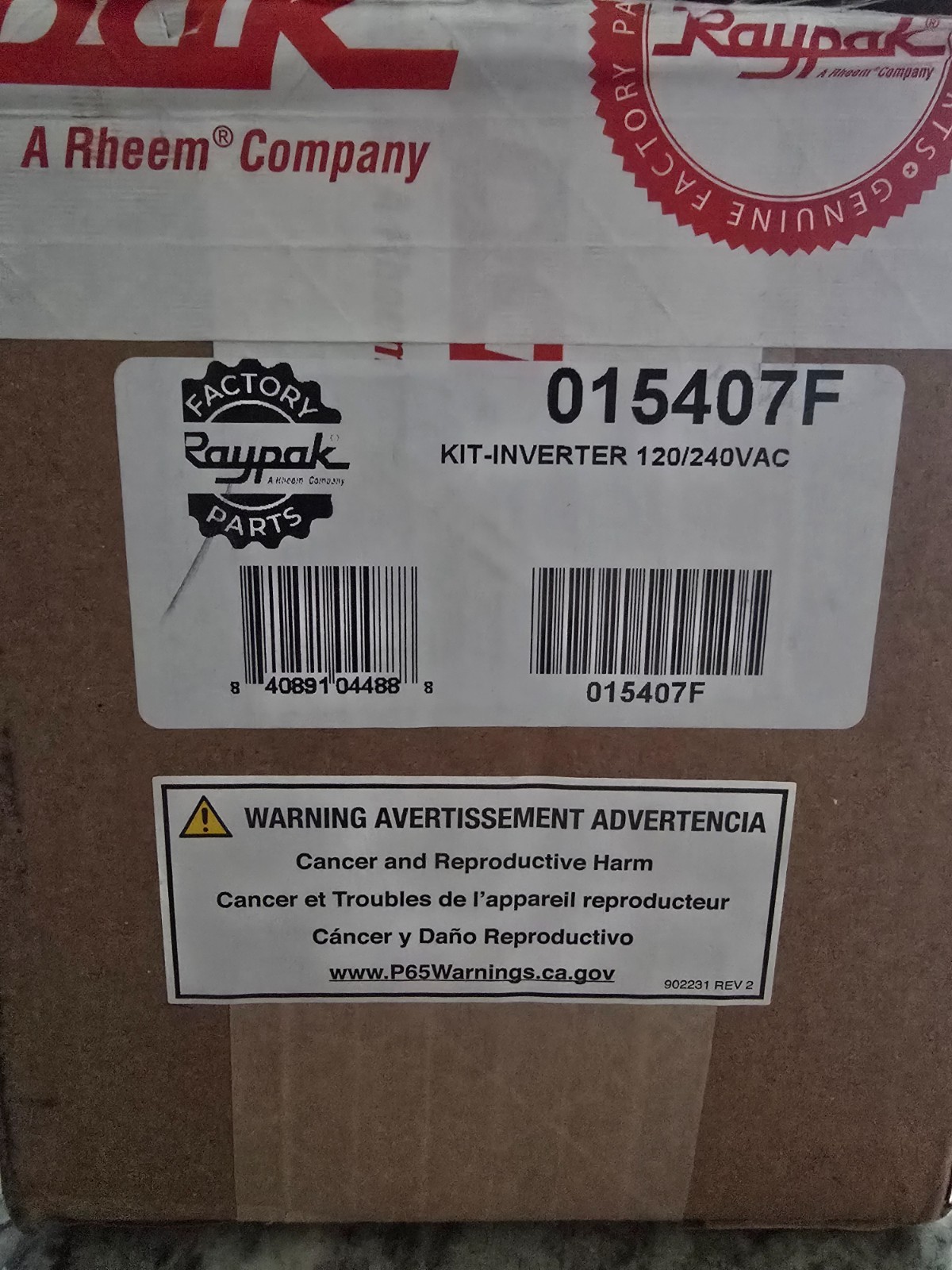 NEW OPEN BOX 015407F Raypak Kit Inverter 120/240 VFD Drive SELLER PAYS SHIPPING