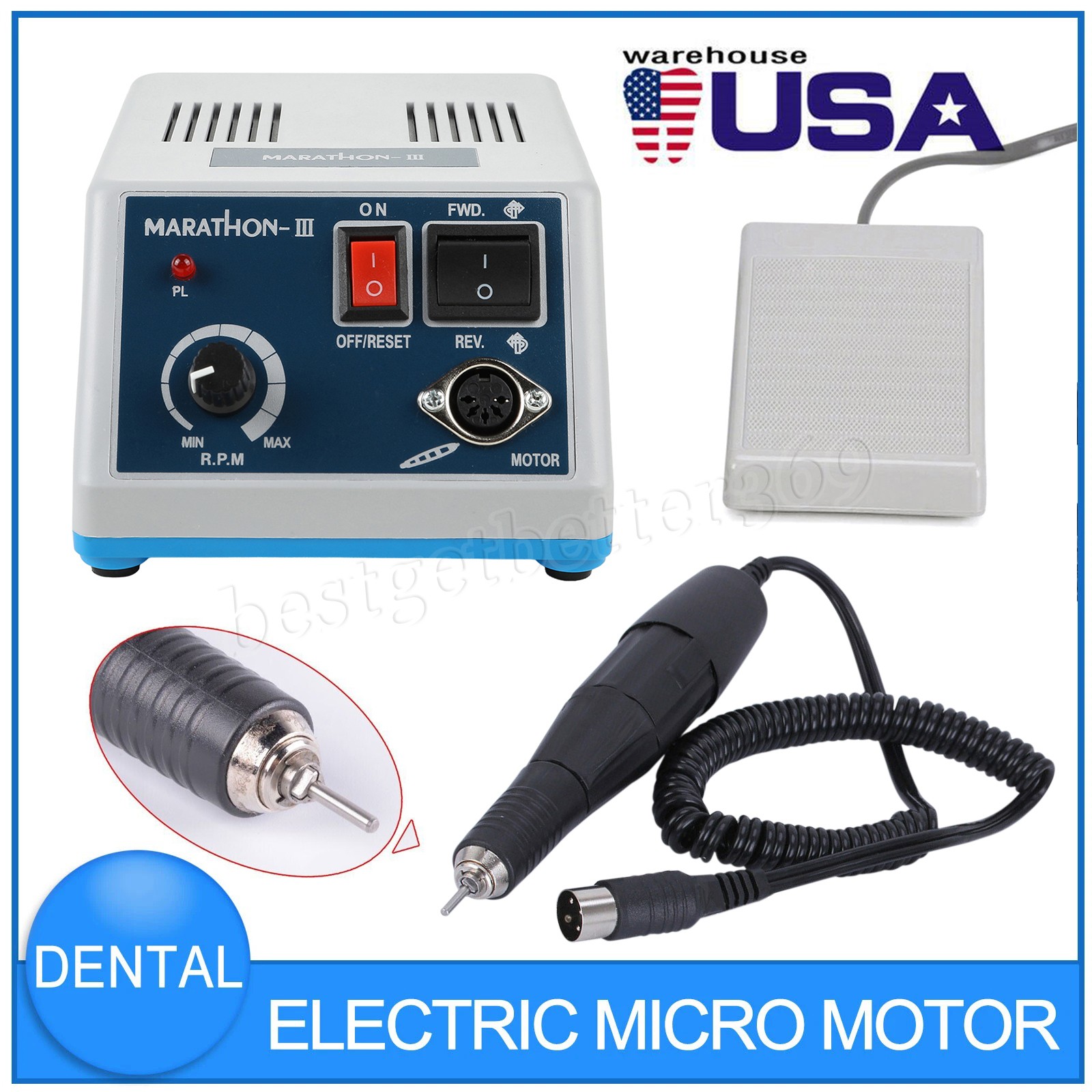 Dental Lab Marathon Electric Micromotor Polishing Unit + 35K rpm Motor Handpiece
