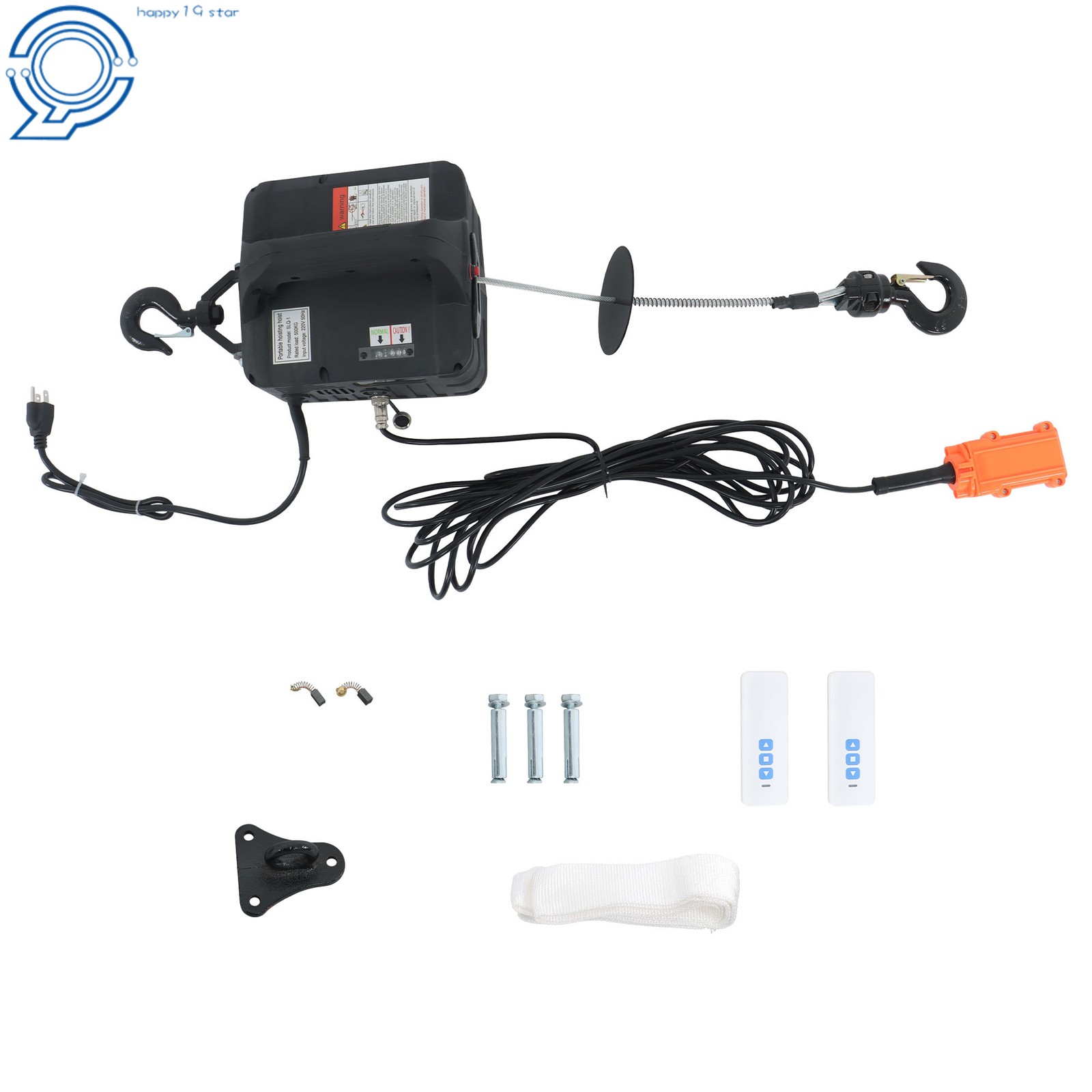 3in1 1100Lbs Electric Hoist Winch Crane Wired and Wireless Remote Control
