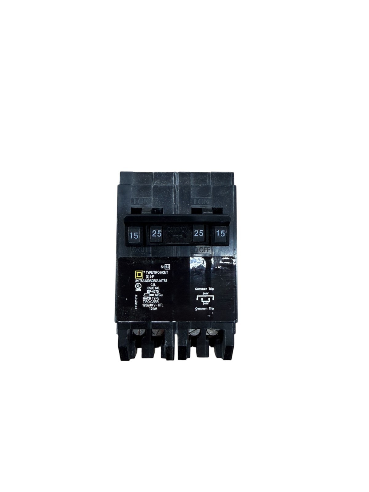 Square D Homeline HOMT215225 Quad Tandem Breaker Two 15A One 2-Pole 25A 240V