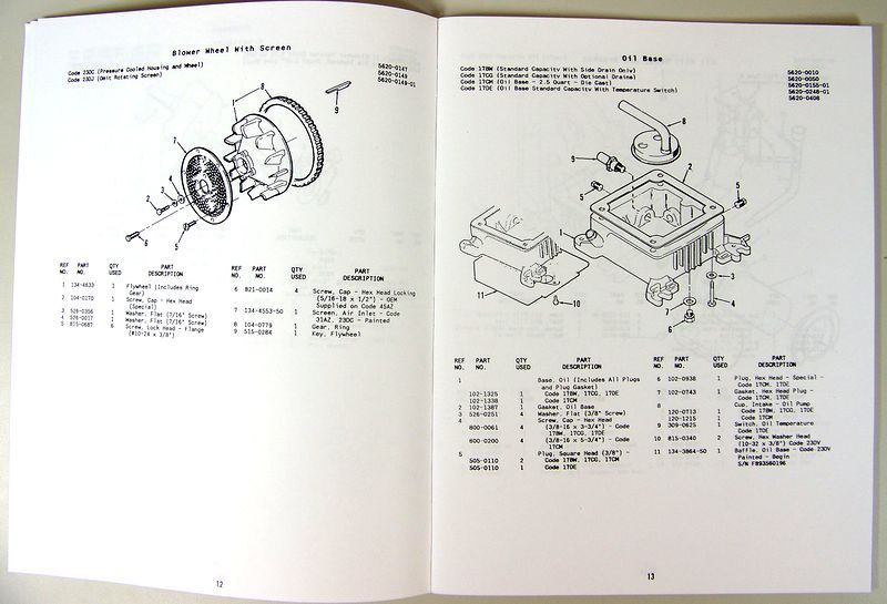 Onan P216 P218 P220 Engine Parts Manual Catalog Exploded Views For Assembly