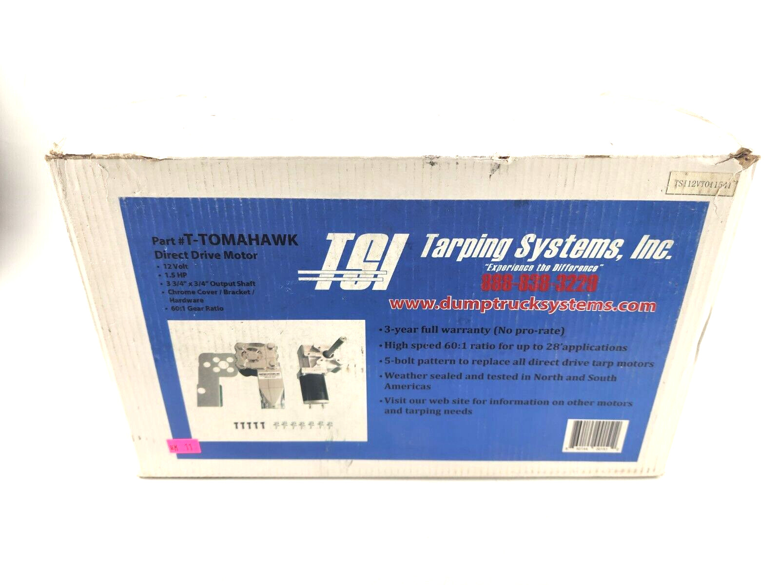 Tarping Systems T-TOMAHAWK Direct Drive Tarp Motor 1.5HP 12V Chrome Cover 60:1