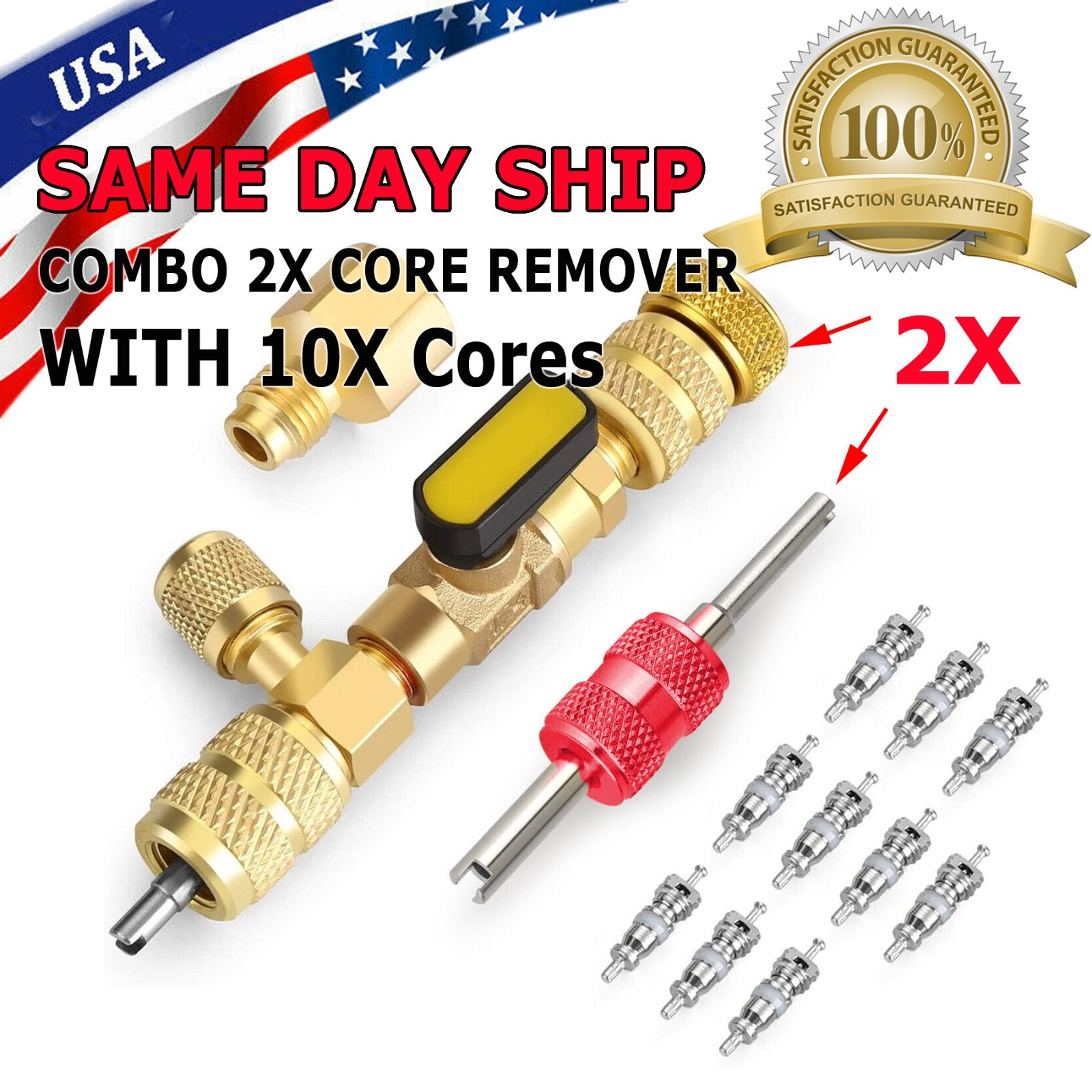 HVAC Tool AC Schrader Valve Core Remover Dual Size 5/16″&1/4″ Port Installer