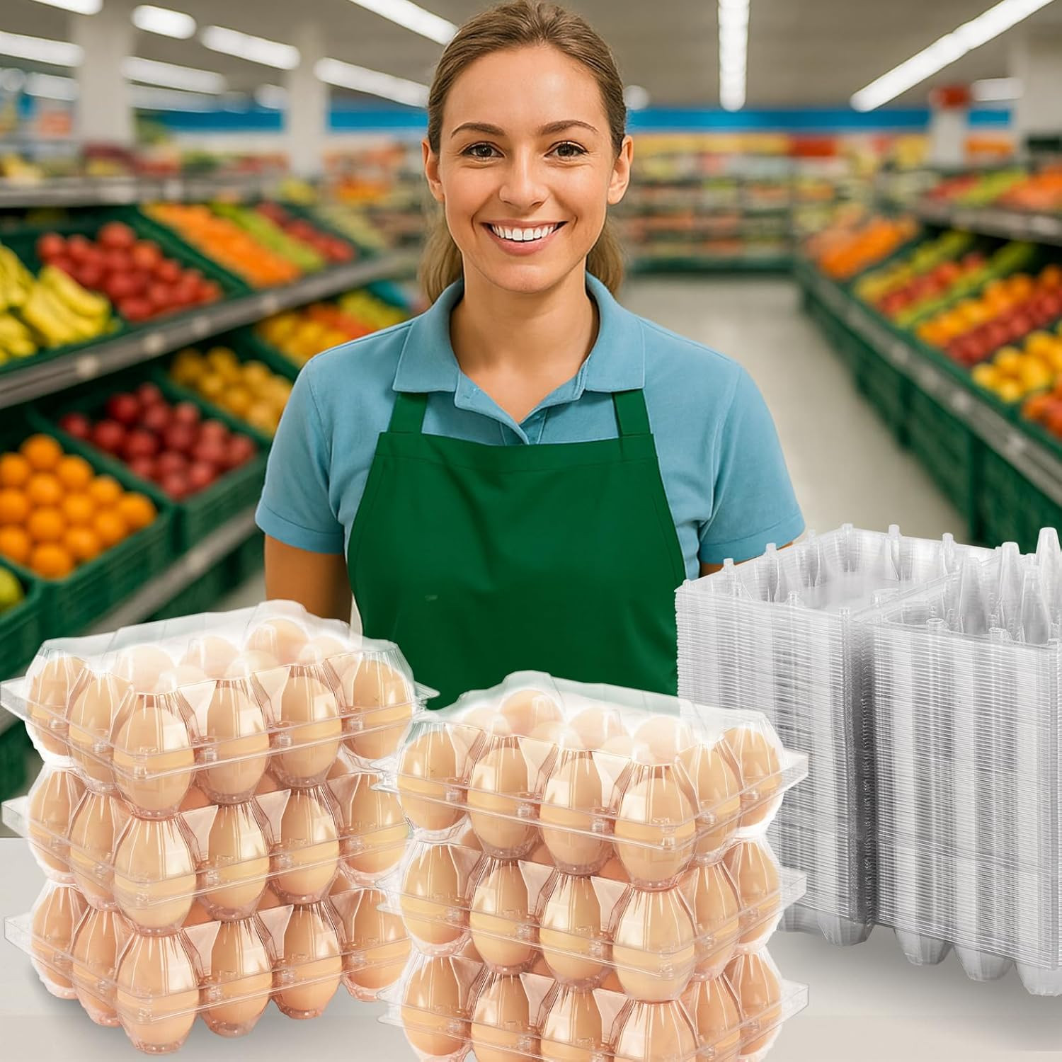 100 Packs Egg Cartons Cheap Bulk，Plastic for 12 Eggs, Clear Egg Cartons 3 * 4 Gr