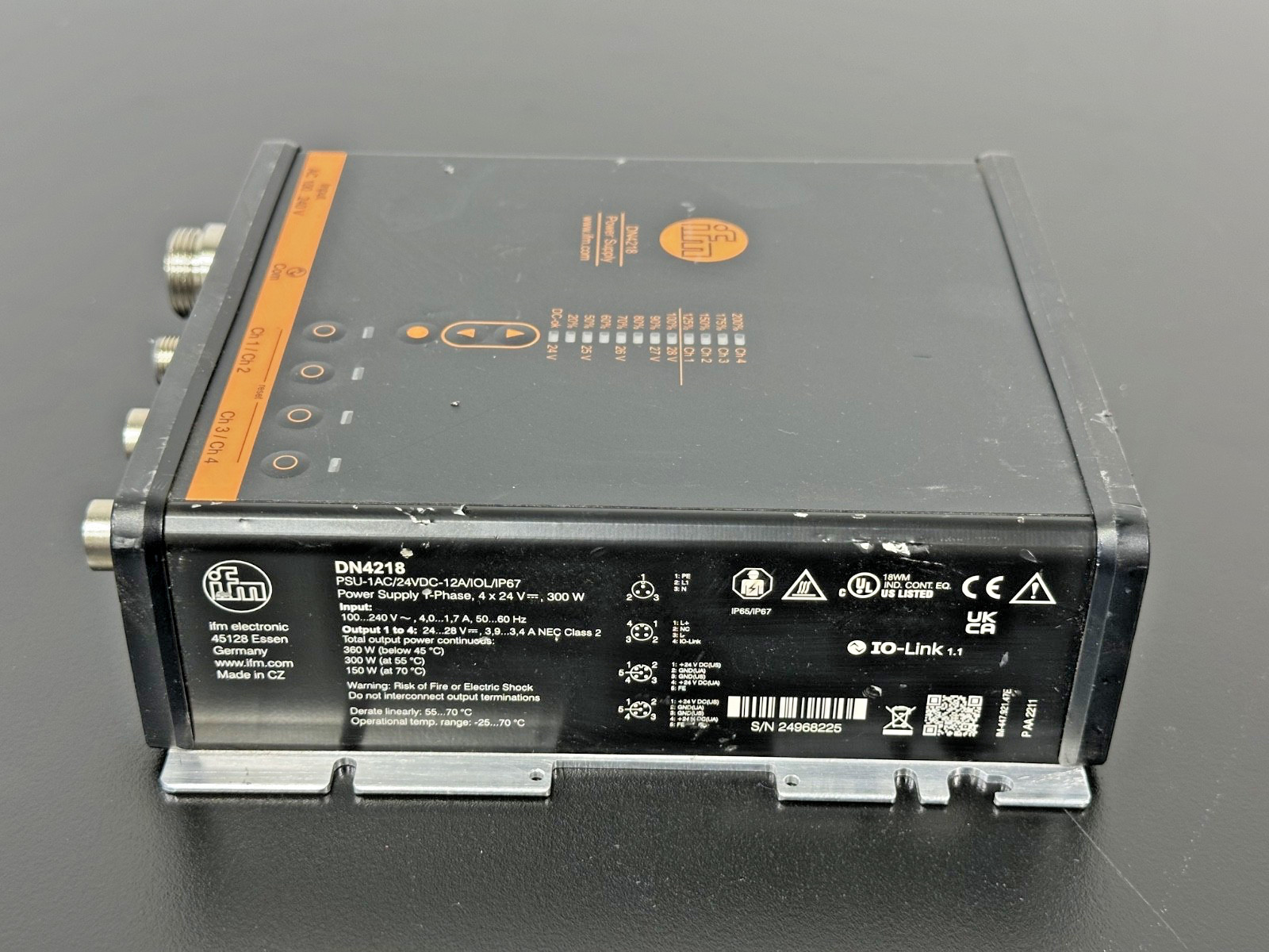 IFM DN4218 24VDC 12A 300W Industrial Power Supply IO-Link IP67 Used Untested