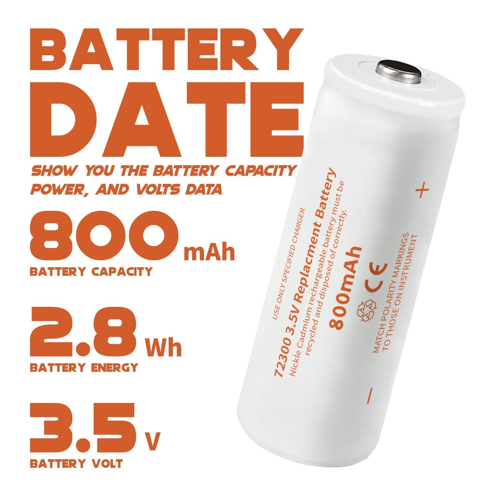 3.5V 800mAh Ni-Cd Battery for Otoscope | 20% Longer Runtime, UL CE RoHS, Leak-Pr