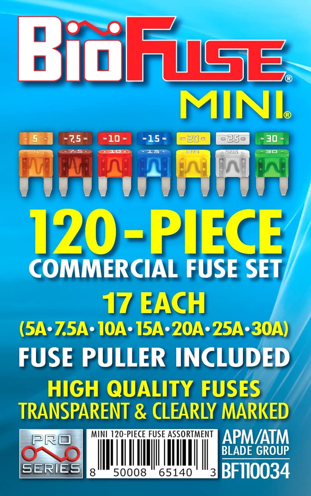 Mini APM ATM 120 Piece Automotive Commercial Car Fuse Assortment (1… Fast Ship