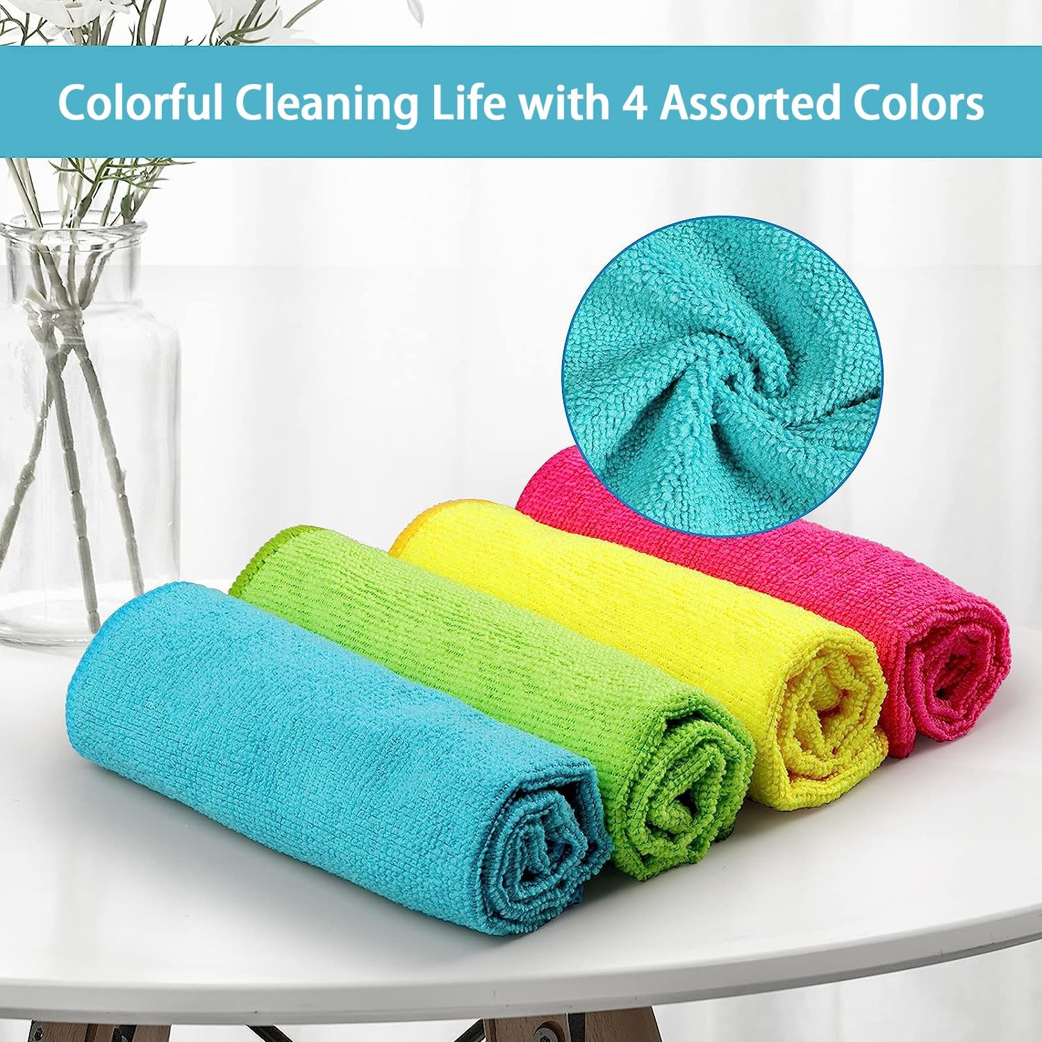 HOMEXCEL Microfiber Cleaning Cloth12 Pack Cleaning Rags Cleaning Towels with …