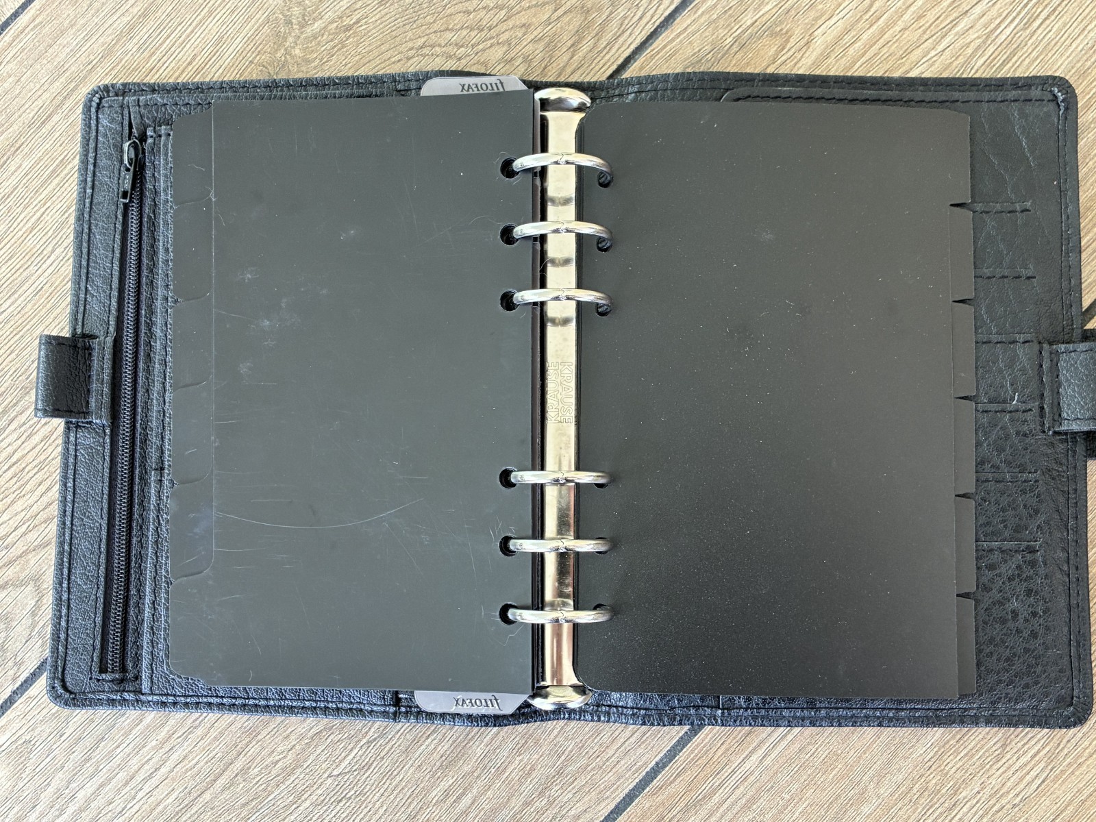 VAN DER SPEK Black Planner Cover for FiloFax Personal Size w/Leather Flyleaf