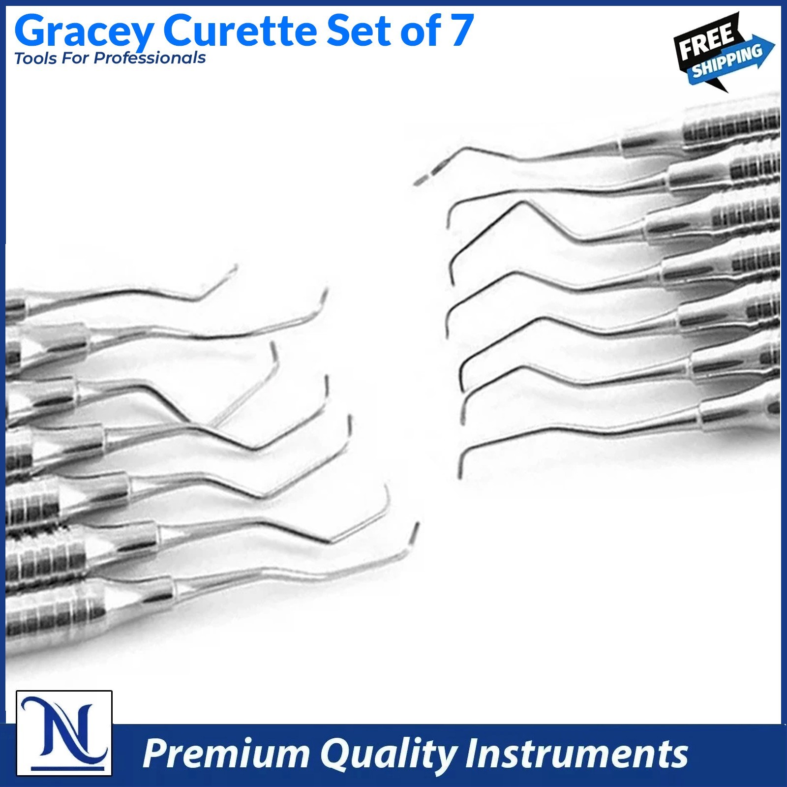 7Pcs Gracey Curettes – Hollow Handle Periodontal Scalers for Root Planing & Deep