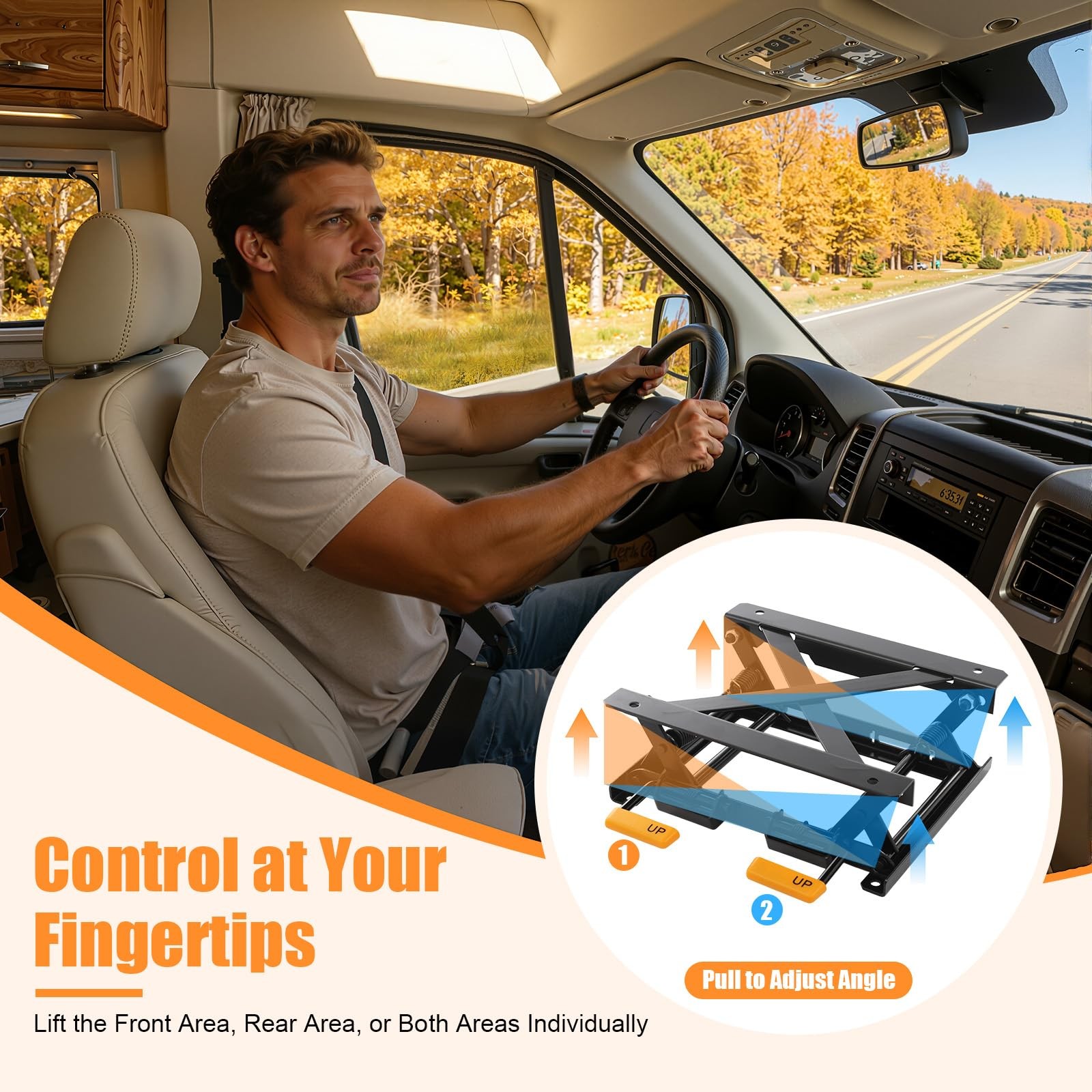 Car Seat Height Adjuster 2.76-5.12in Lift for RVs Commercial Vehicles Vans