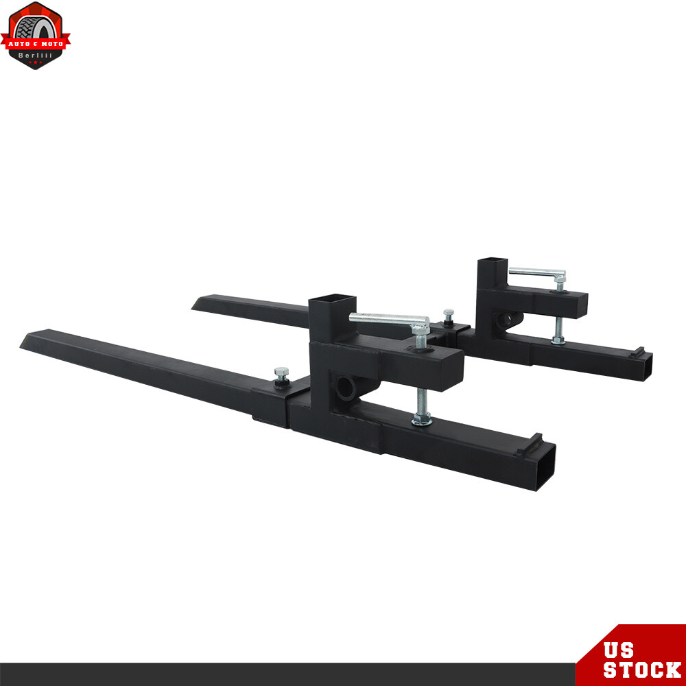 Tractor Bucket Clamp On Pallet Forks 60″ 2000lbs With Adjustable Stabilizer Bar
