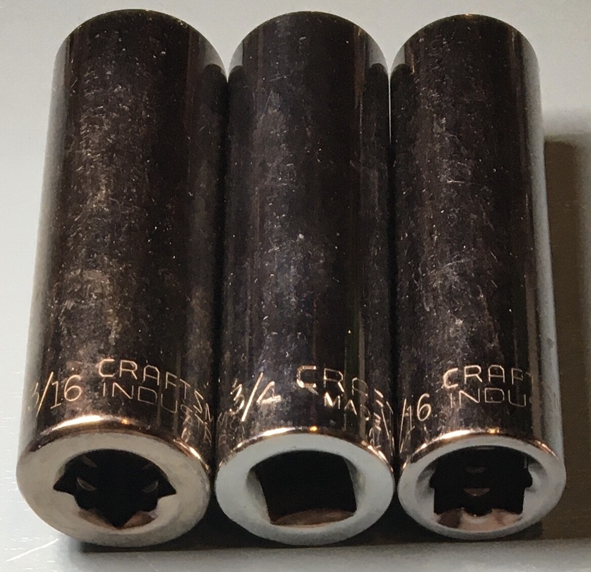 8 PC MIXED CRAFTSMAN/CRAFTSMAN INDUSTRIAL 1/2 DRIVE DEEP SAE SOCKETS 1/2-1516″