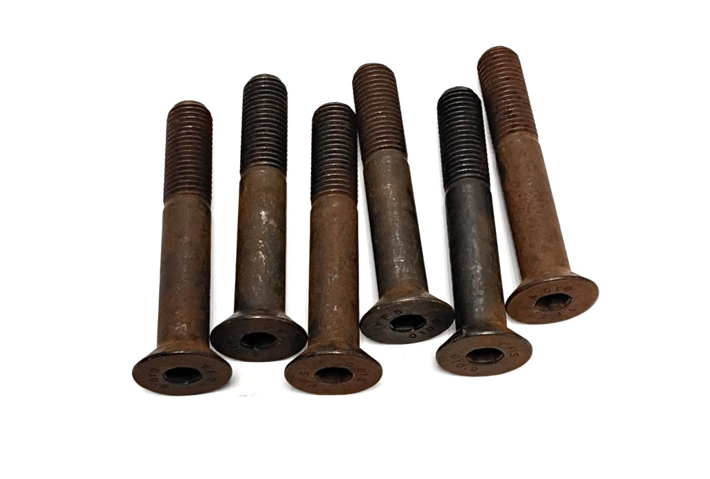 PARTIALLY THREADED FLAT HEAD BOLTS, M16X2.0 THREAD, 95MM OAL, 10MM HEX, LOT OF 6