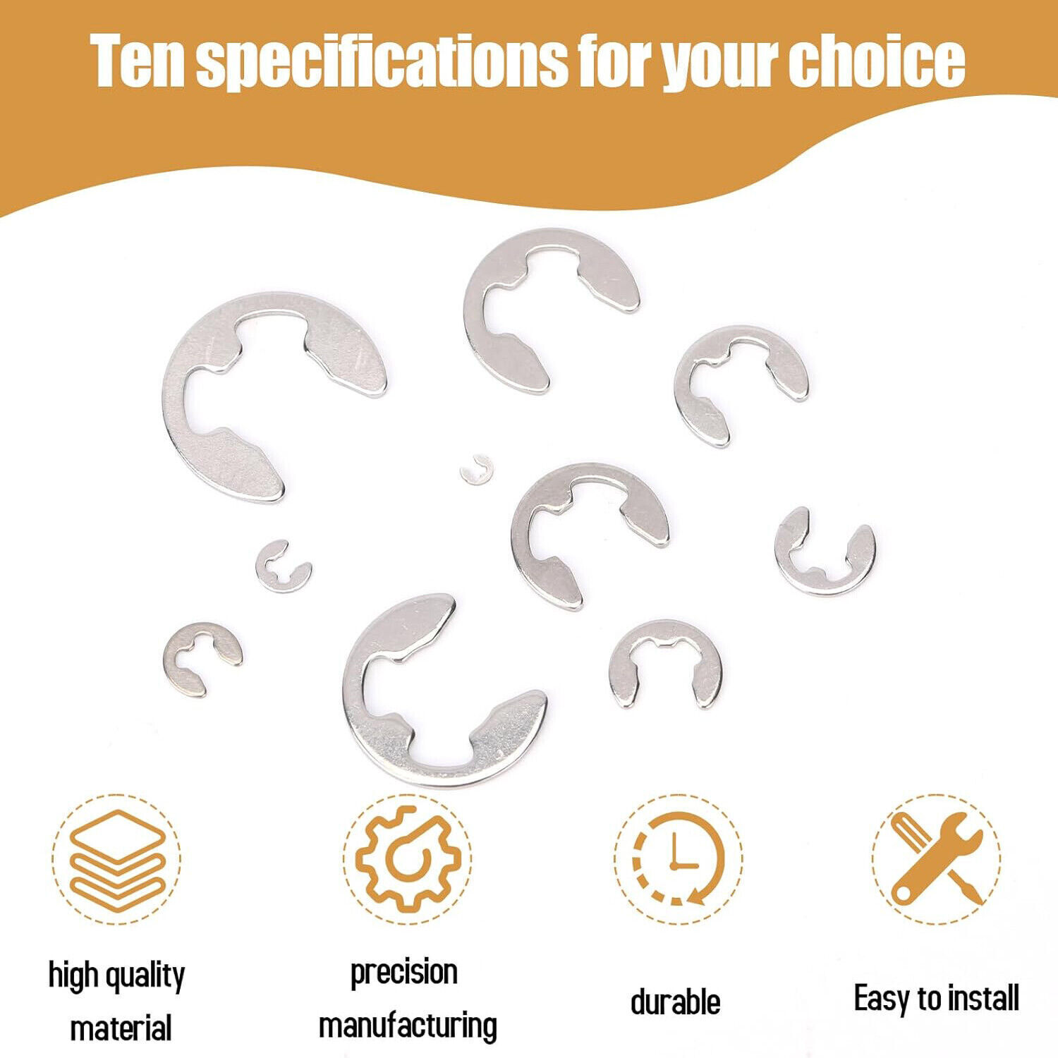 USA E Clips C Circlip Stainless Steel Kit Retaining Ring Assorted 1.5 to 10mm