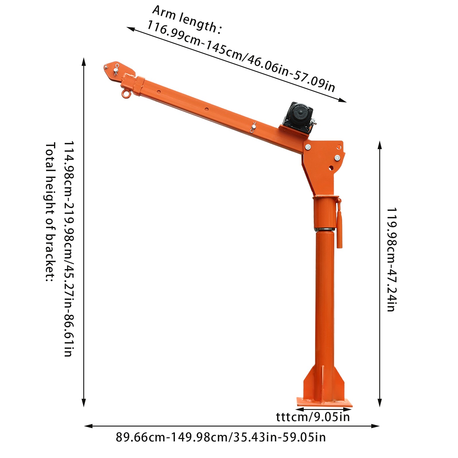 1100LB Truck-Mounted Crane Hoist with 12V Electric Winch Pickup Truck Jib Cranes
