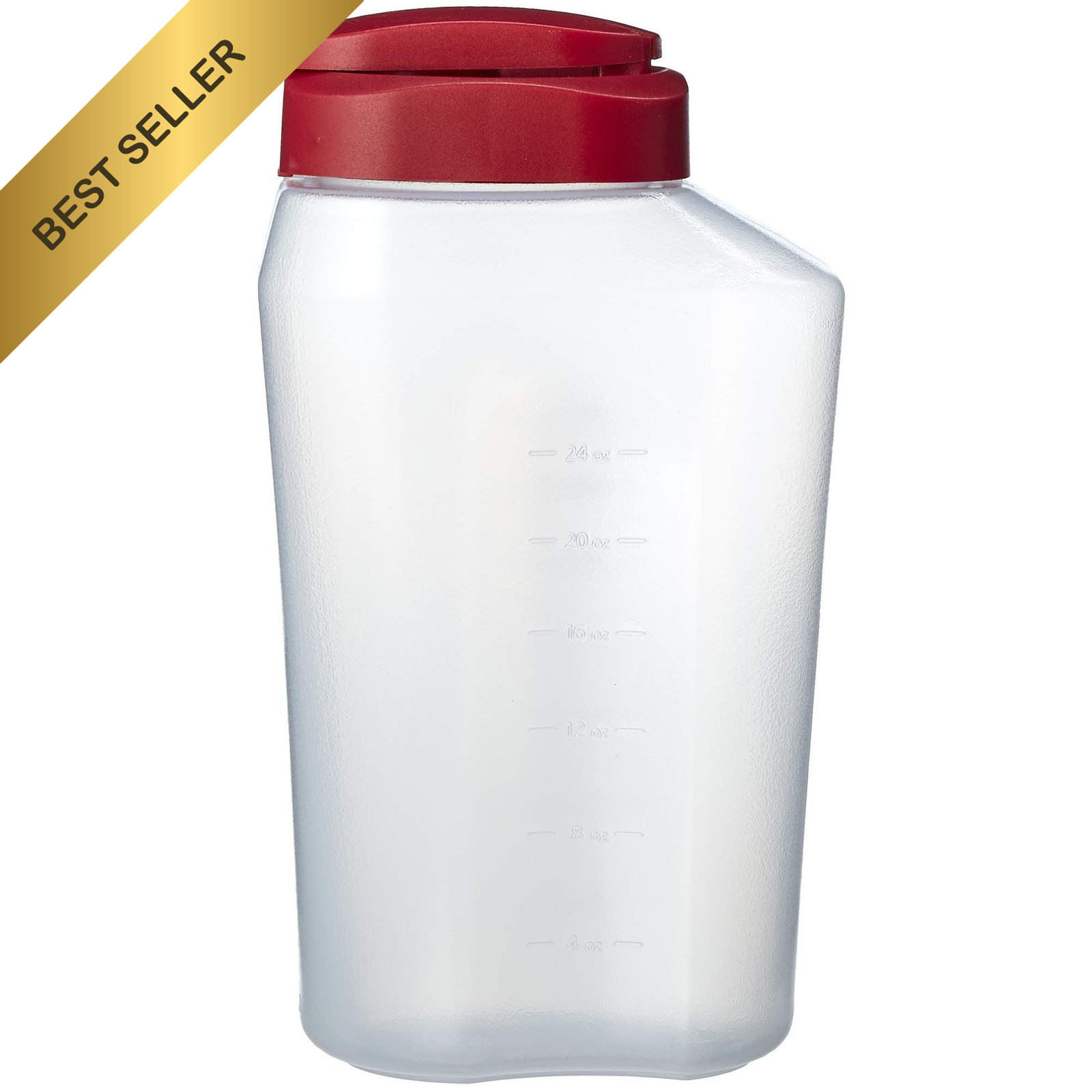 GoodCook 1 Quart Bottle with Snap Lock Easy-Pour 32 Ounces, Clear and Red