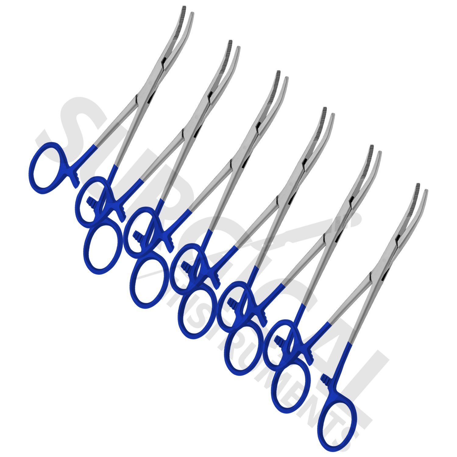 BLUE – 6 Pcs Kelly Hemostat Forceps 5.5″ Curved Surgical Dental German Grade