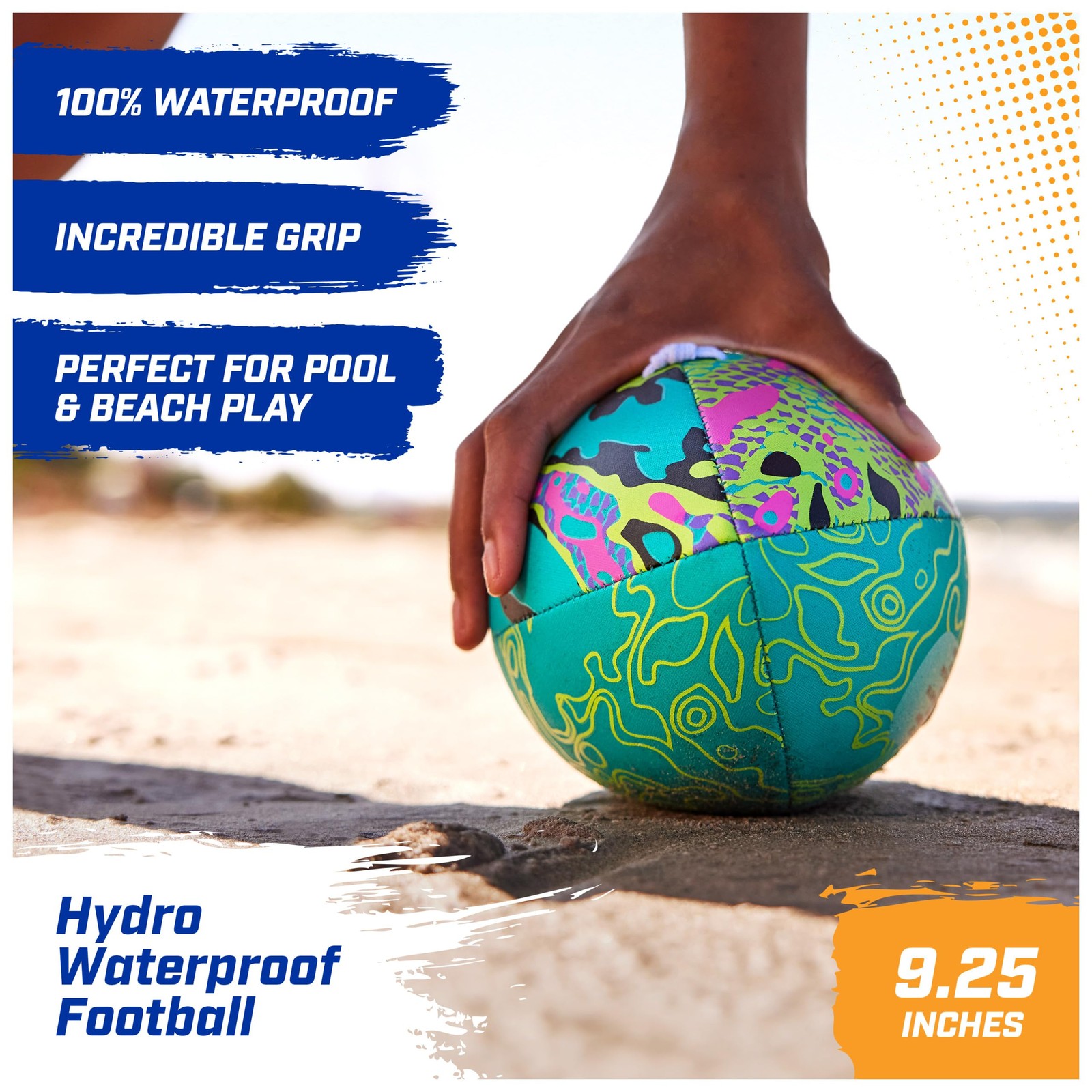 SwimWays Hydro Waterproof Football, Outdoor Games for 1, Blue (New Version)