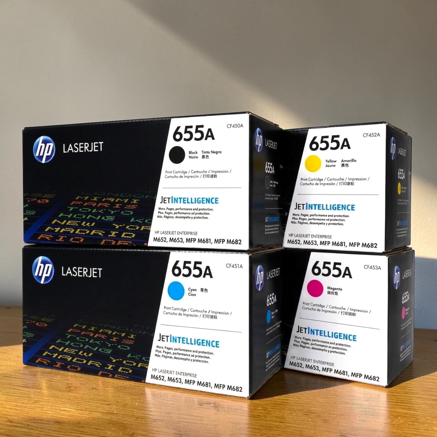 HP 655A Toner Set BK/C/M/Y 4-Pack CF450A CF451A CF452A CF453A New Sealed Box