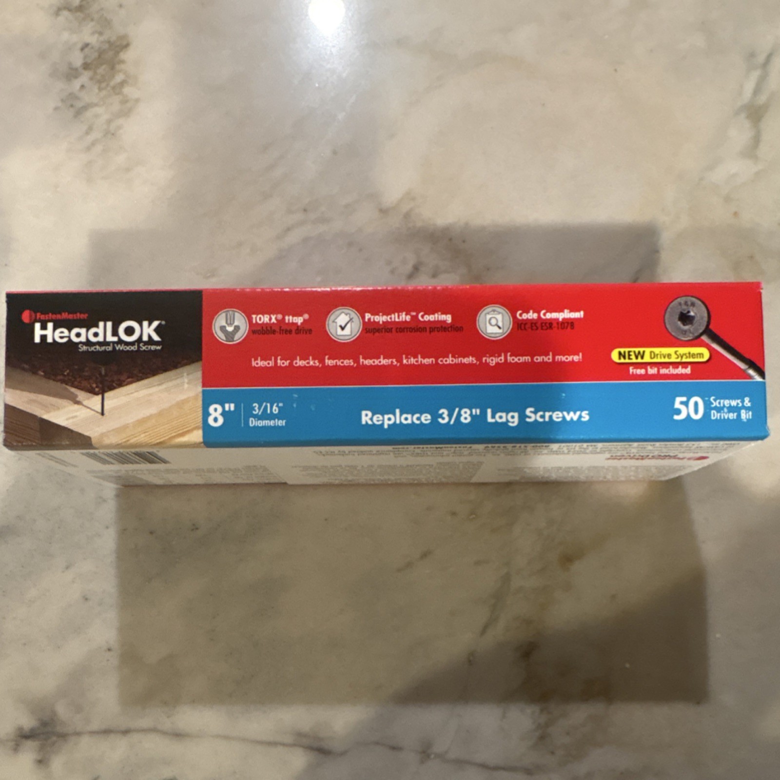 FastenMaster HeadLOK Structural Wood Screws 8in x 3/16 TORX Chamfer Head 50 Pack