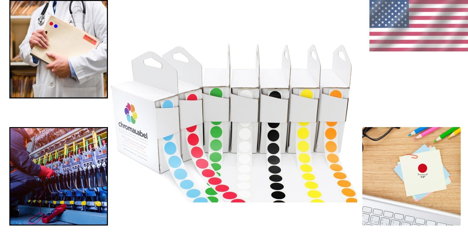 Color-Coding Dot Labels – 0.5 Inch, 1000 Stickers Dispenser