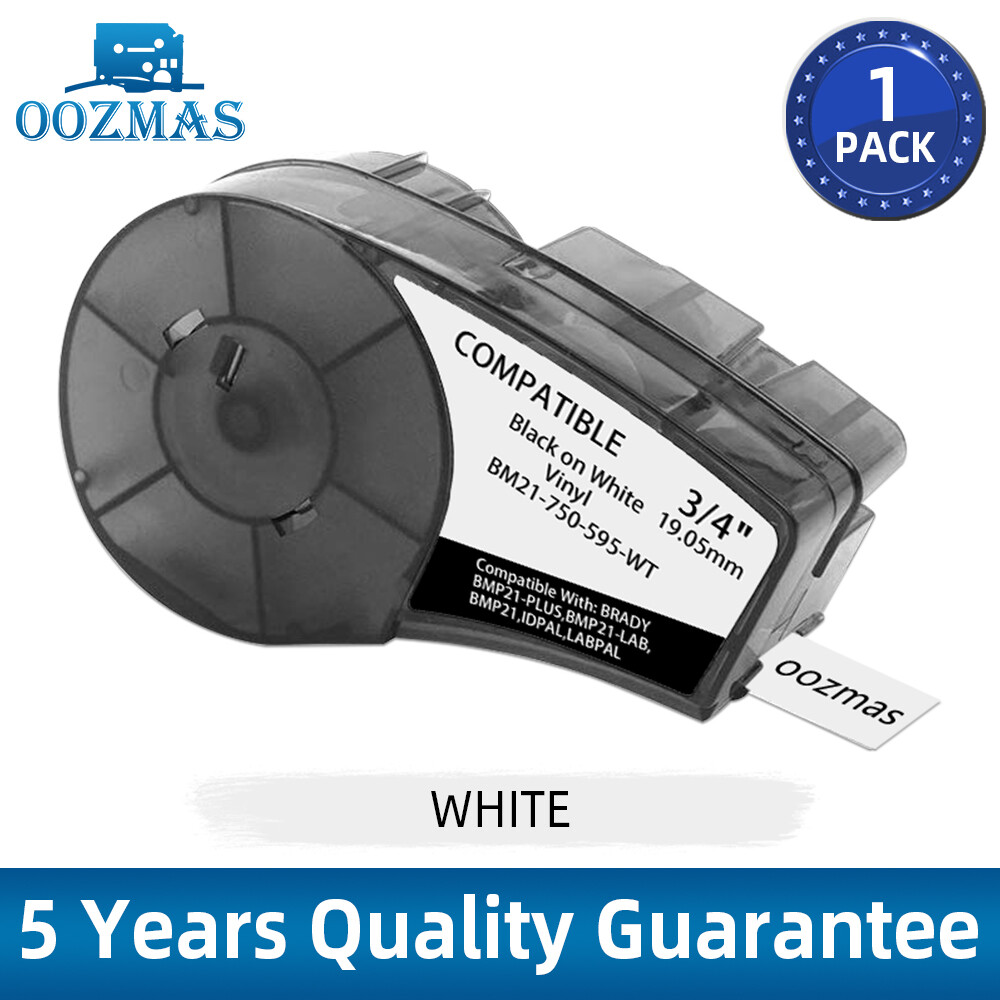 Brady, Black on White-For M210, BMP21-PLUS and BMP21-LAB Printers,0.75″ W 21′ L