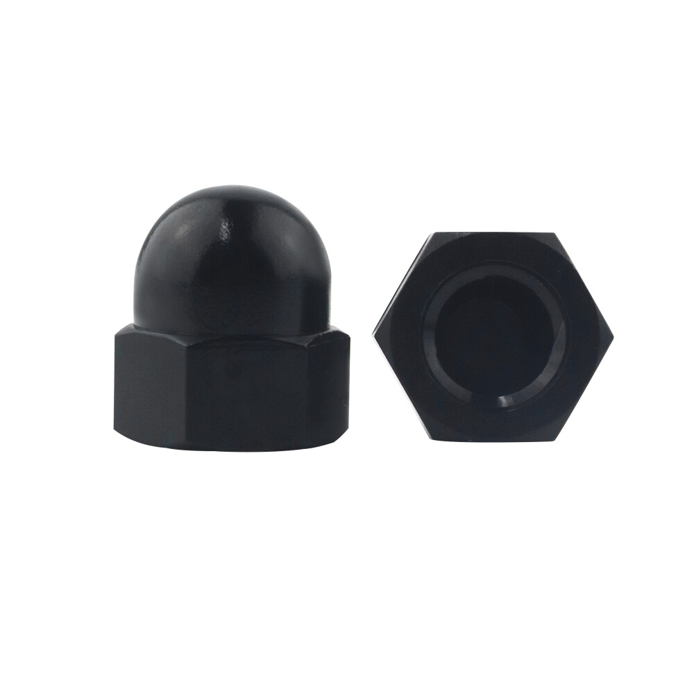 7Sizes 130Pcs Black Nylon Acorn Nut Metric Inner Threaded Cap Nuts Assortment