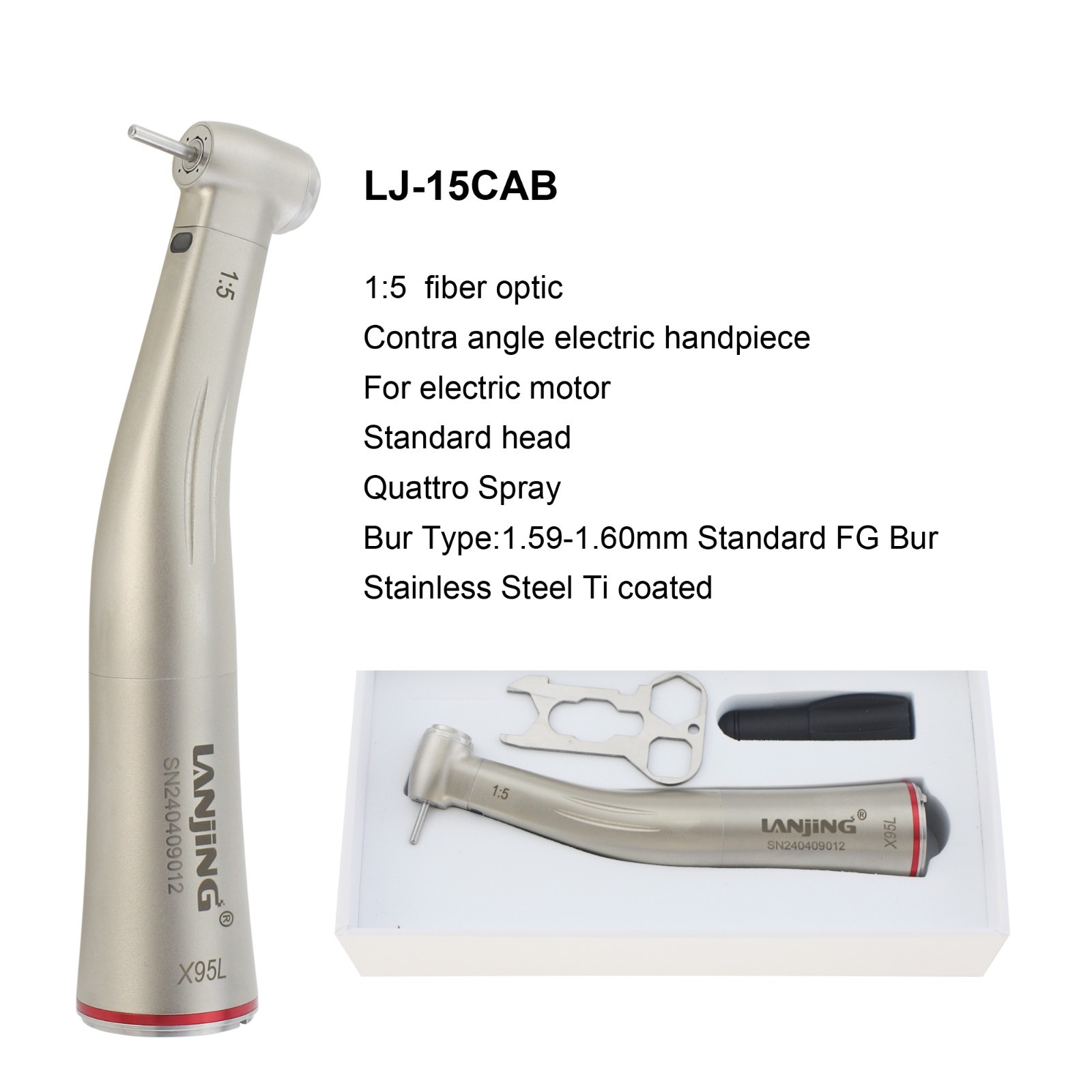 Dental Electric Handpiece 1:5 Fiber Optic Contra Angle MINI Head KaVo LUX M25L