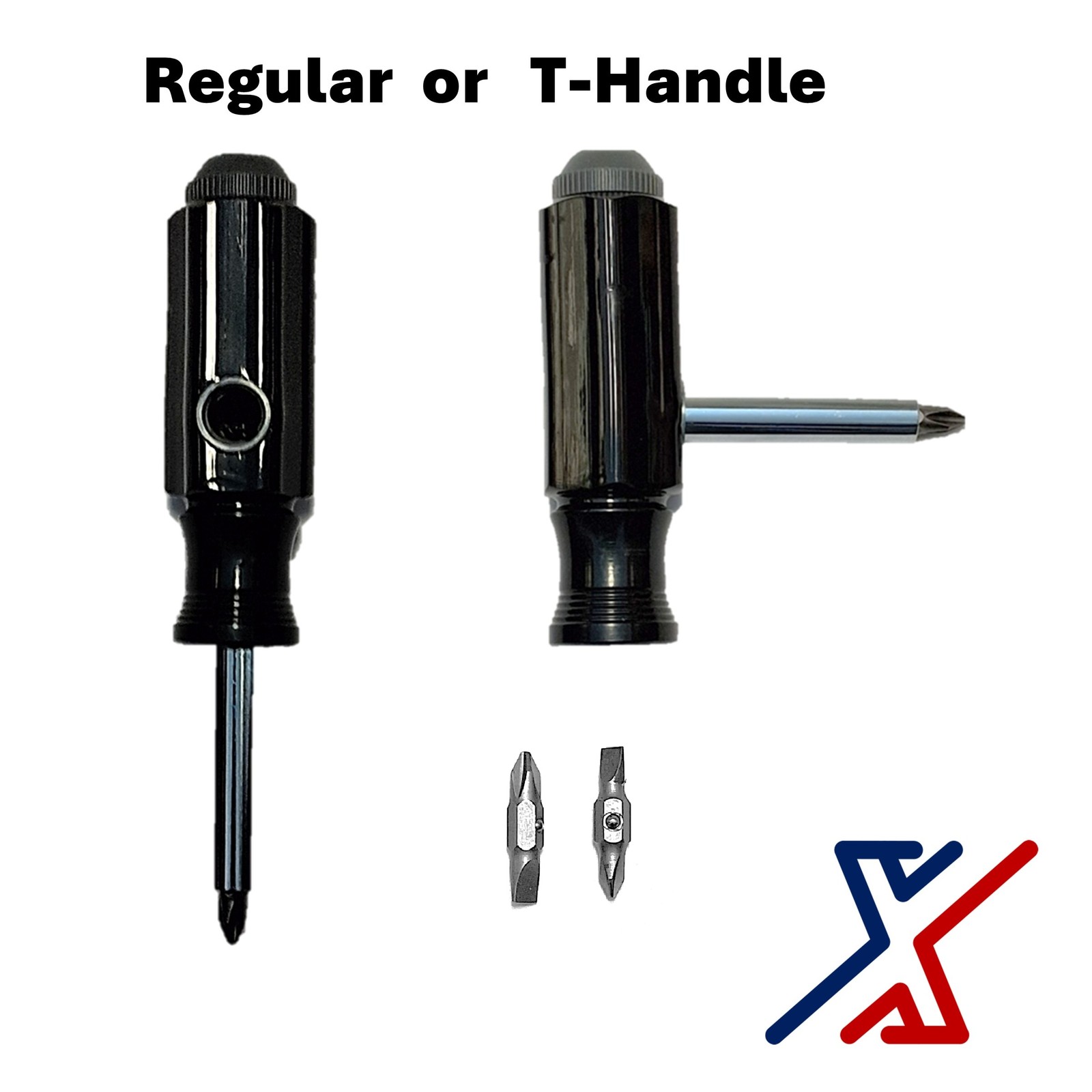 6 in 1 Universal Screwdriver & T-Handle Screwdriver with 2 Reversible Bits