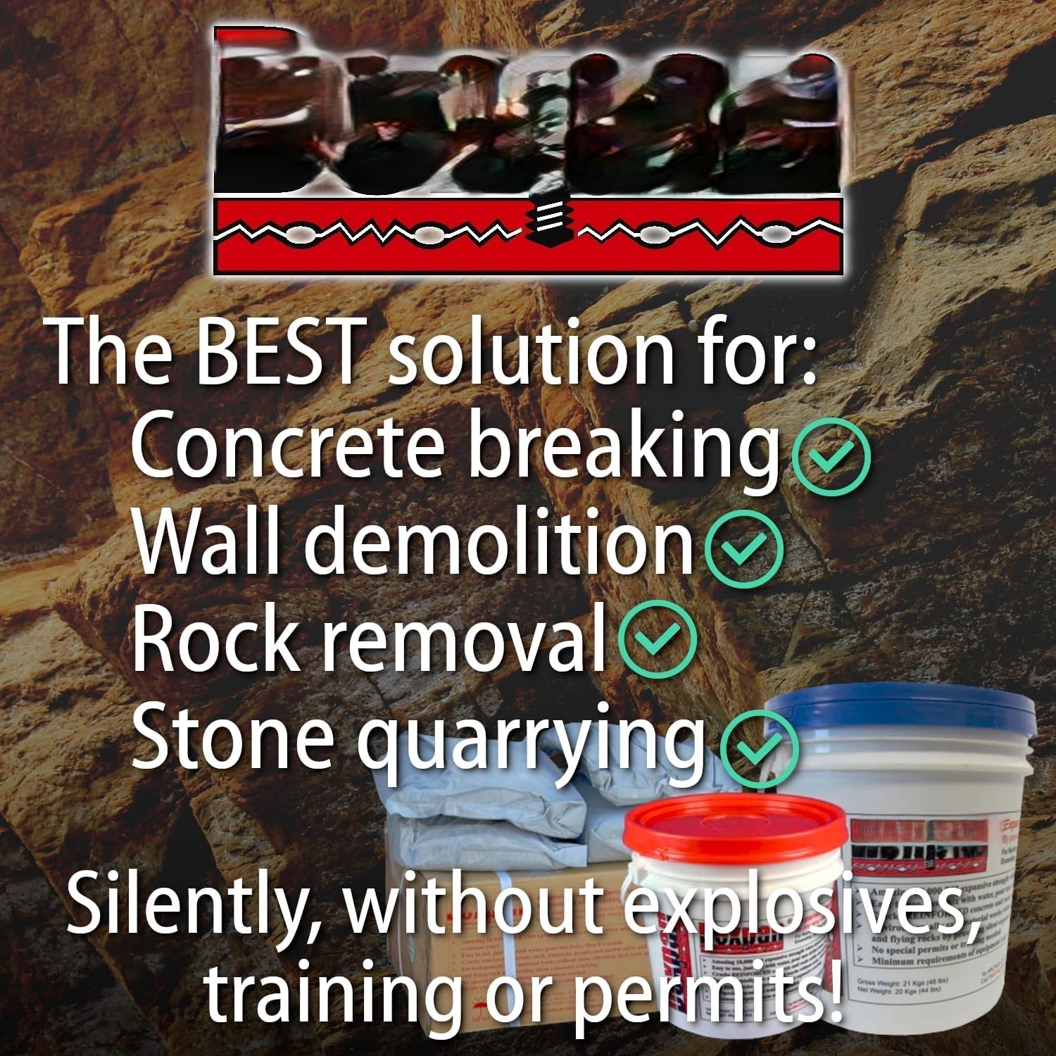 11LB Expansive Demolition Grout for Rock Concrete Breaking Excavating Type 1 77-