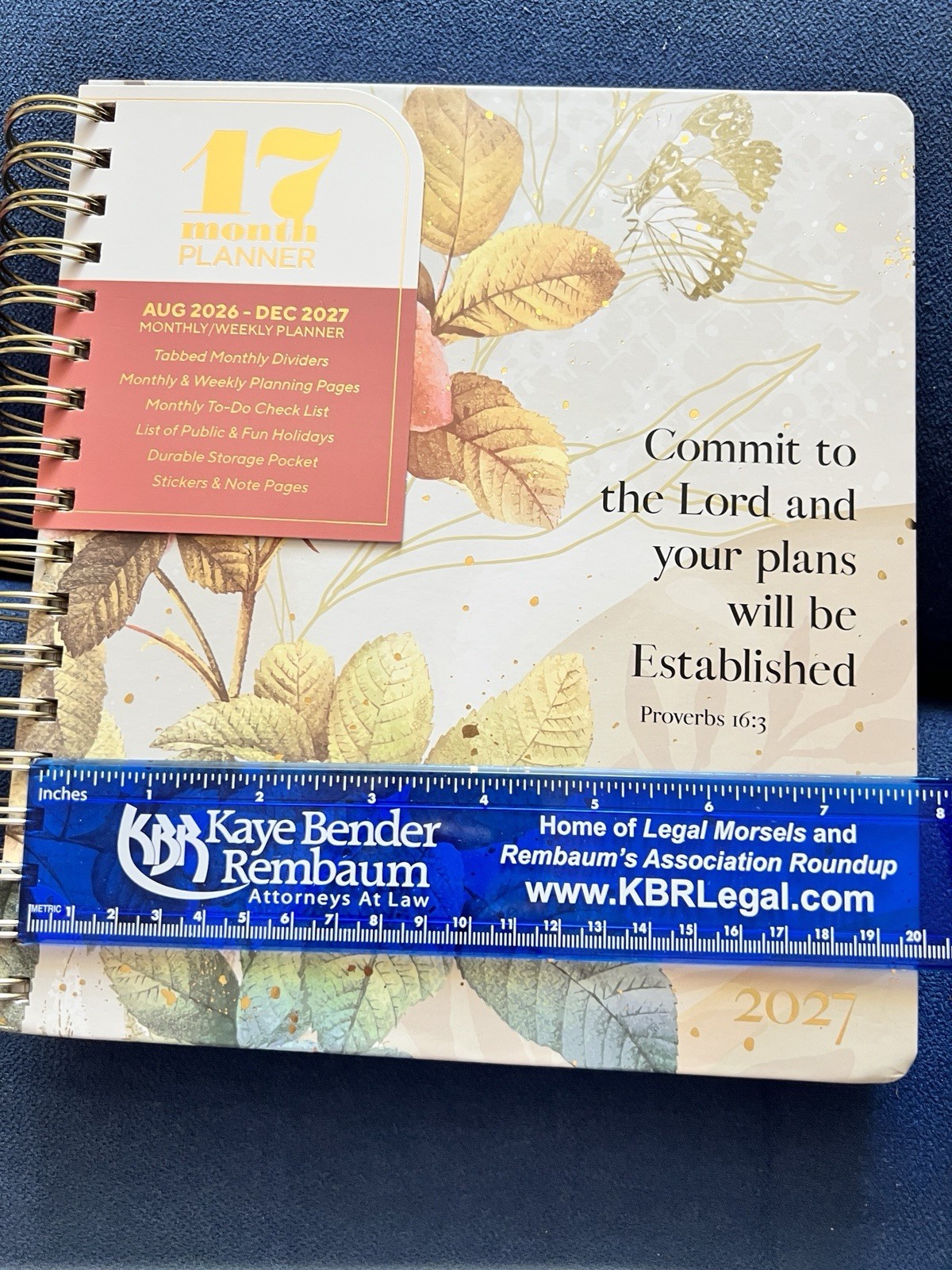 17 Month 2026-2027 Planner Scripture Weekly Planning Rose Flower Proverbs 16:3