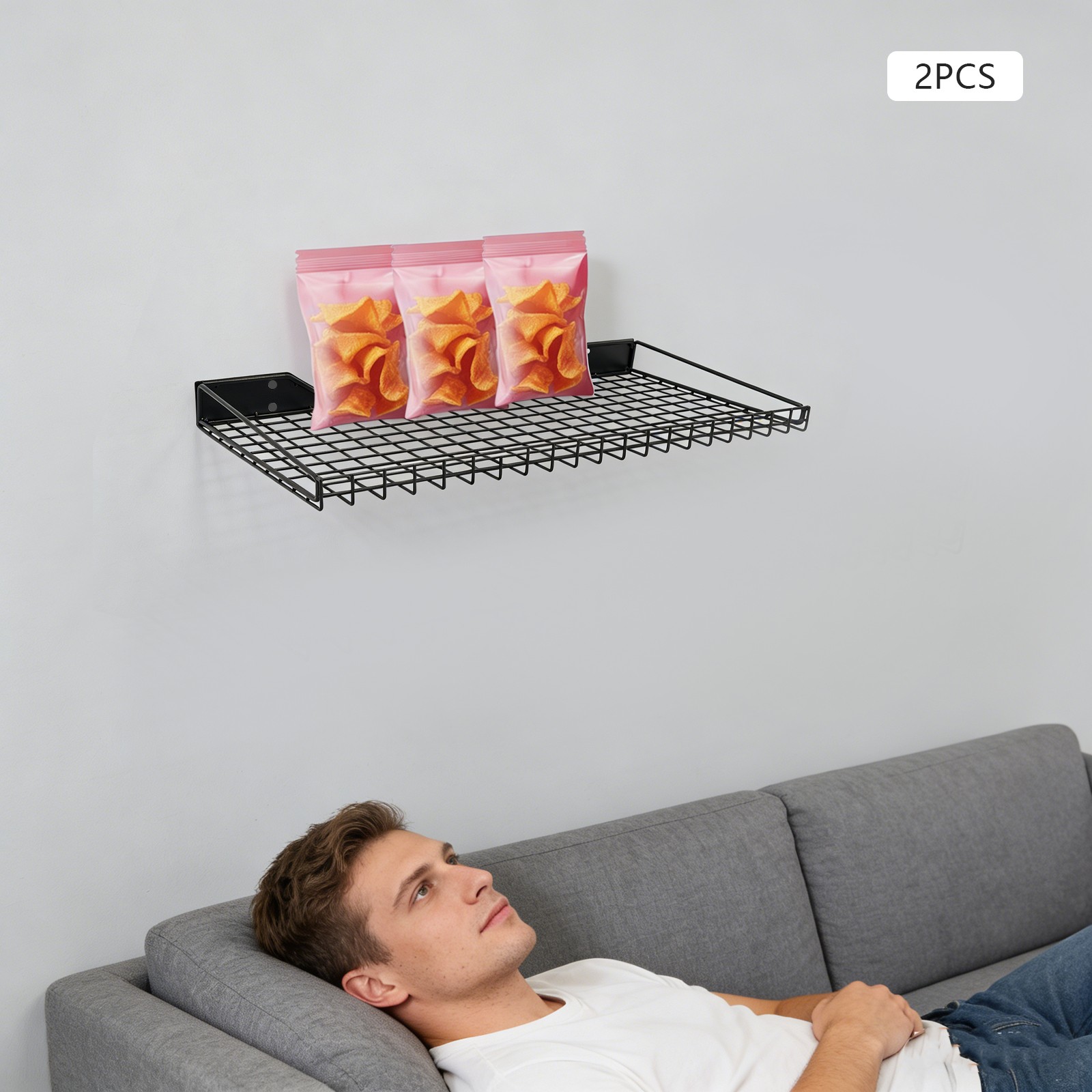 Wall Mount Mesh Storage Rack Garage Organizer For Basement Office Kitchen